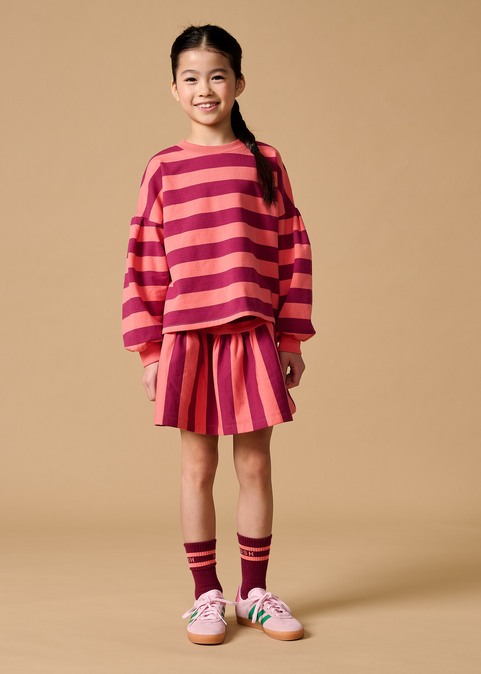 Petit Blush Petit Blush | Sweater Stripe - Peach/Bordeaux