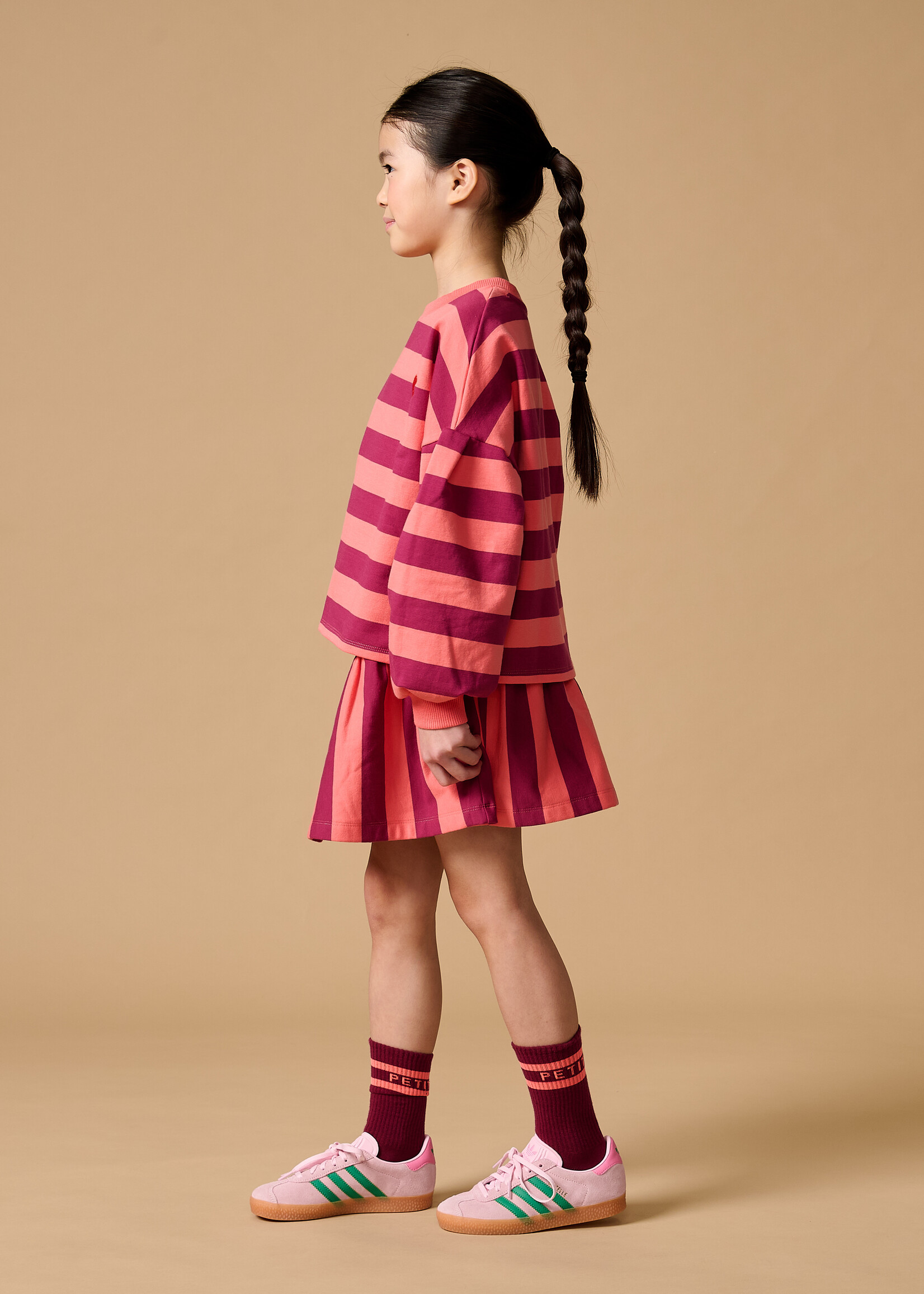 Petit Blush Petit Blush | Sweater Stripe - Peach/Bordeaux