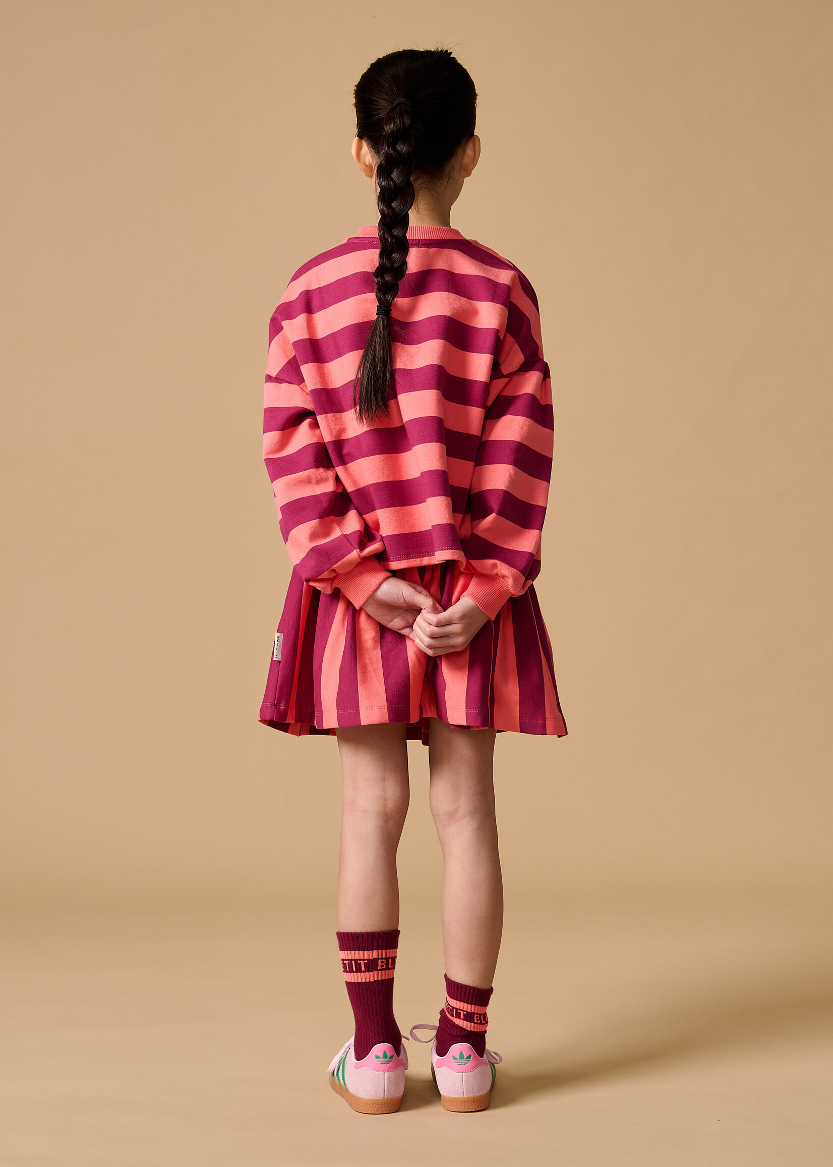Petit Blush Petit Blush | Sweater Stripe - Peach/Bordeaux