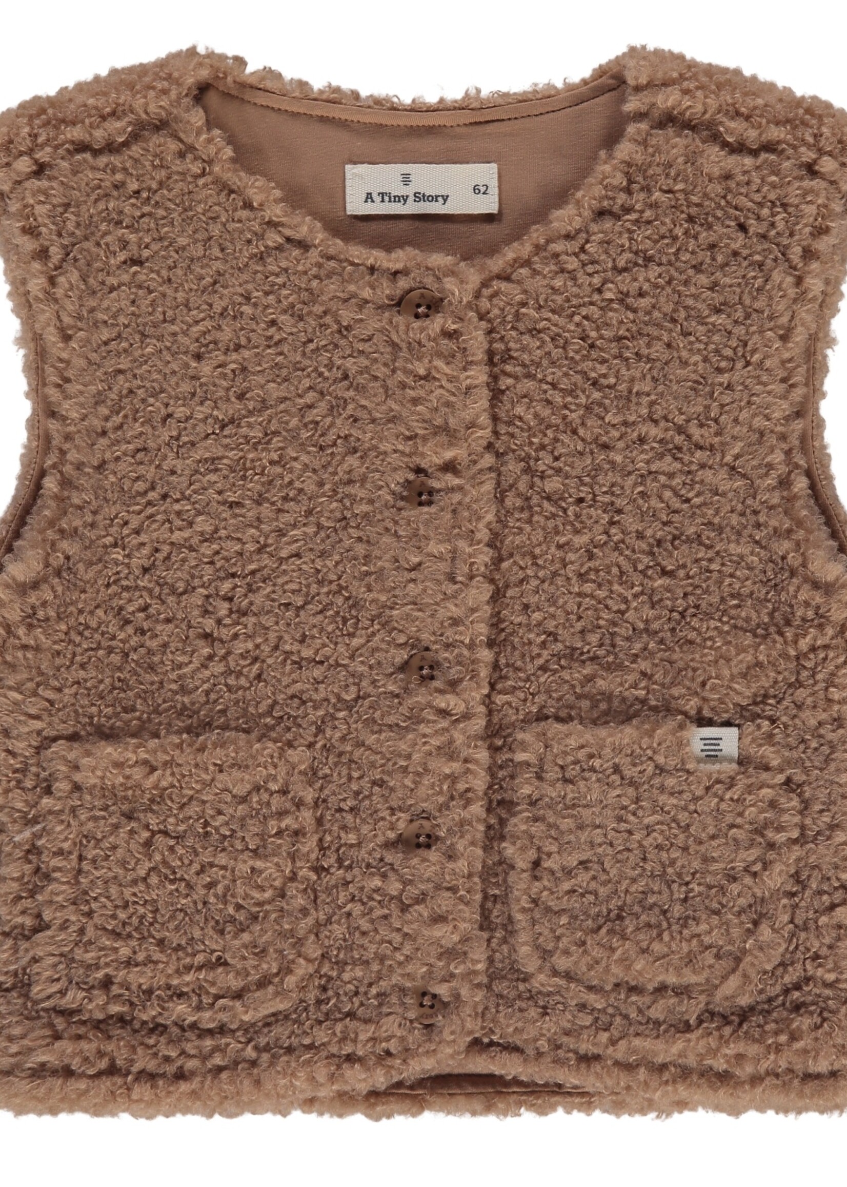 A Tiny Story A Tiny Story | baby teddy sleeveless cardigan - Cookie