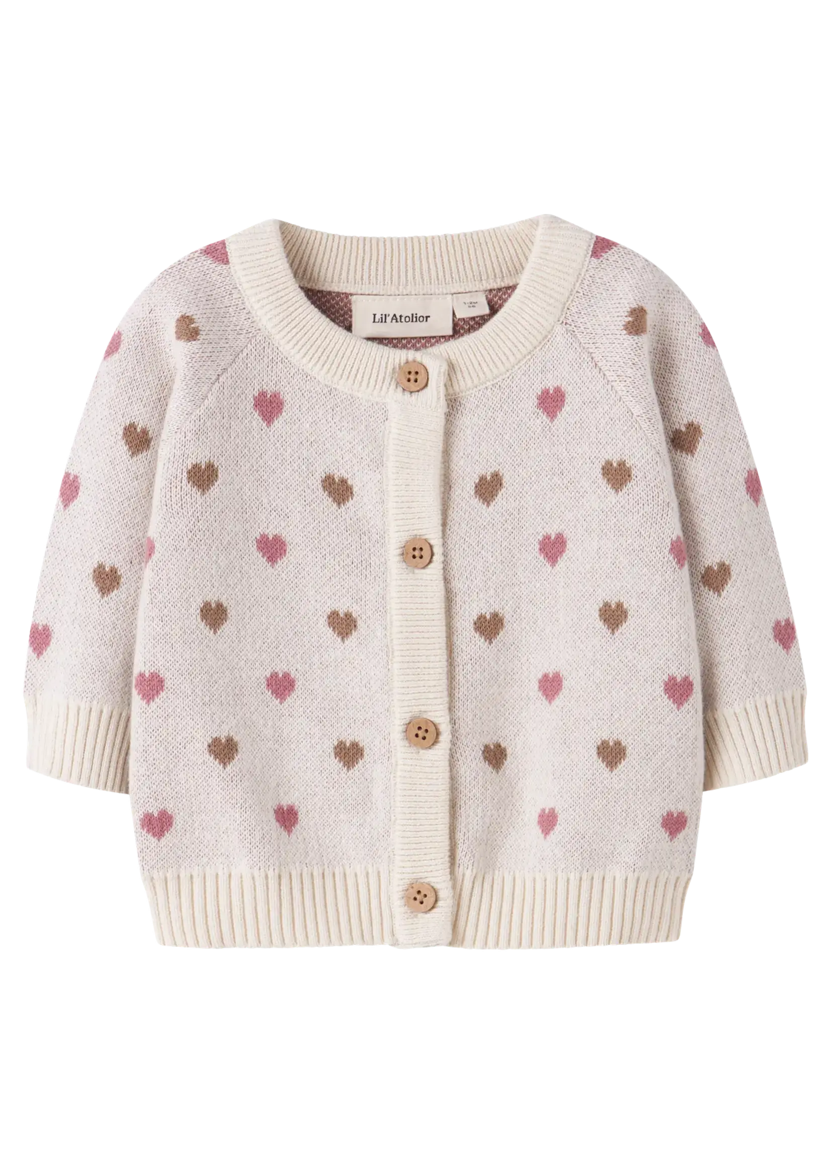 Lil' Atelier Lil' Atelier | NBFSARAN LS KNIT CARD HEART LIL - Turtledove SEPIA TINT