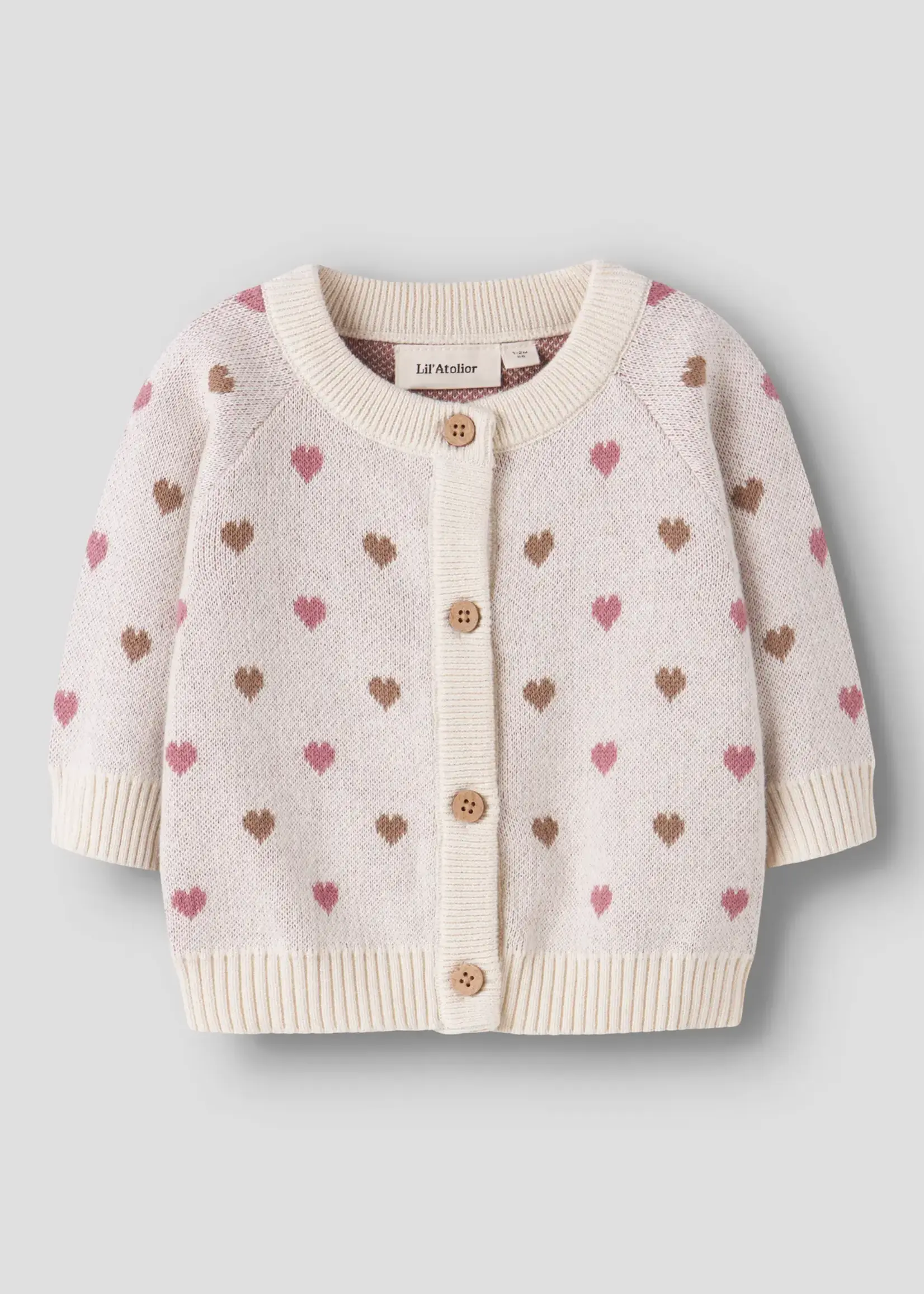 Lil' Atelier Lil' Atelier | NBFSARAN LS KNIT CARD HEART LIL - Turtledove SEPIA TINT
