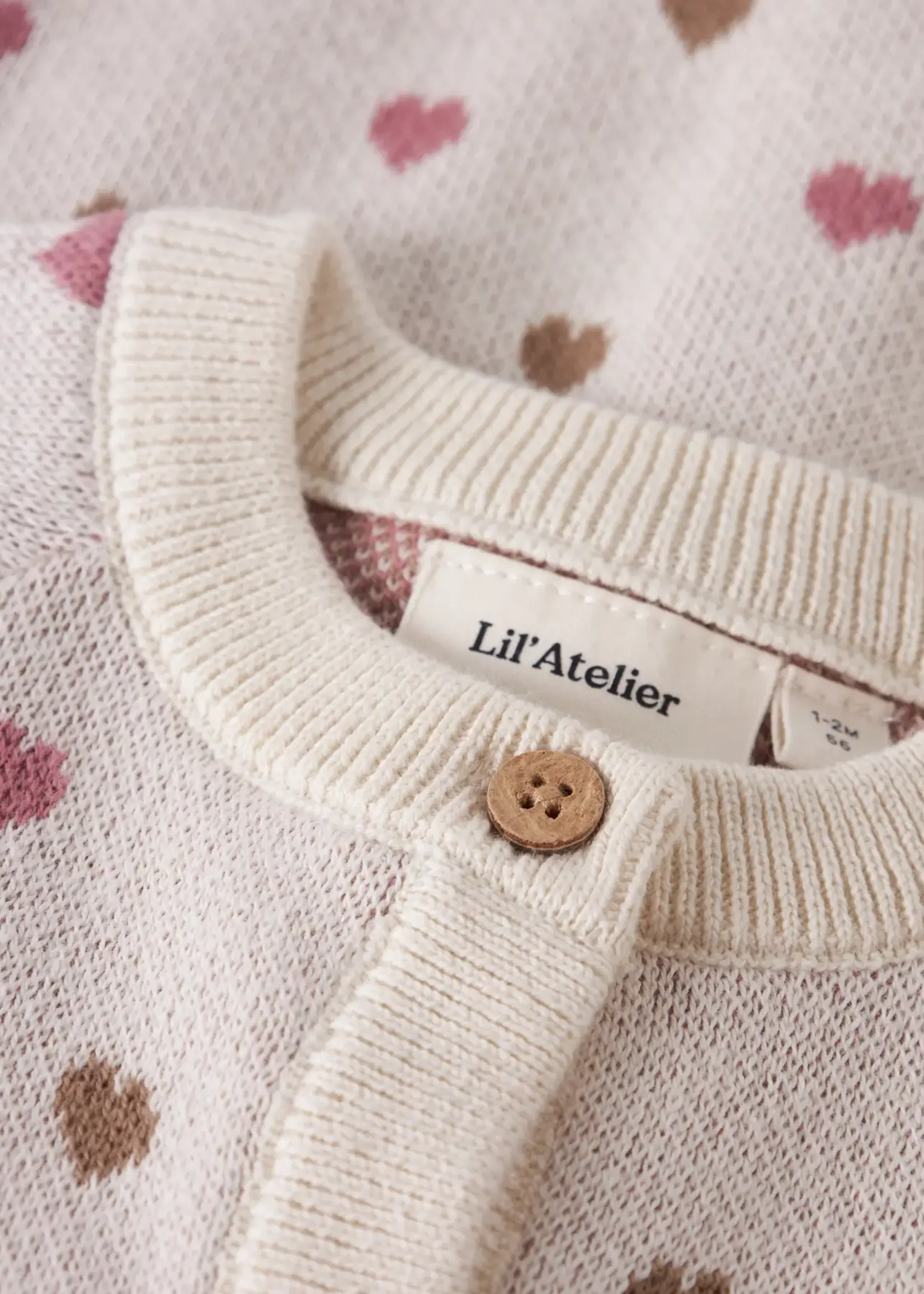 Lil' Atelier Lil' Atelier | NBFSARAN LS KNIT CARD HEART LIL - Turtledove SEPIA TINT