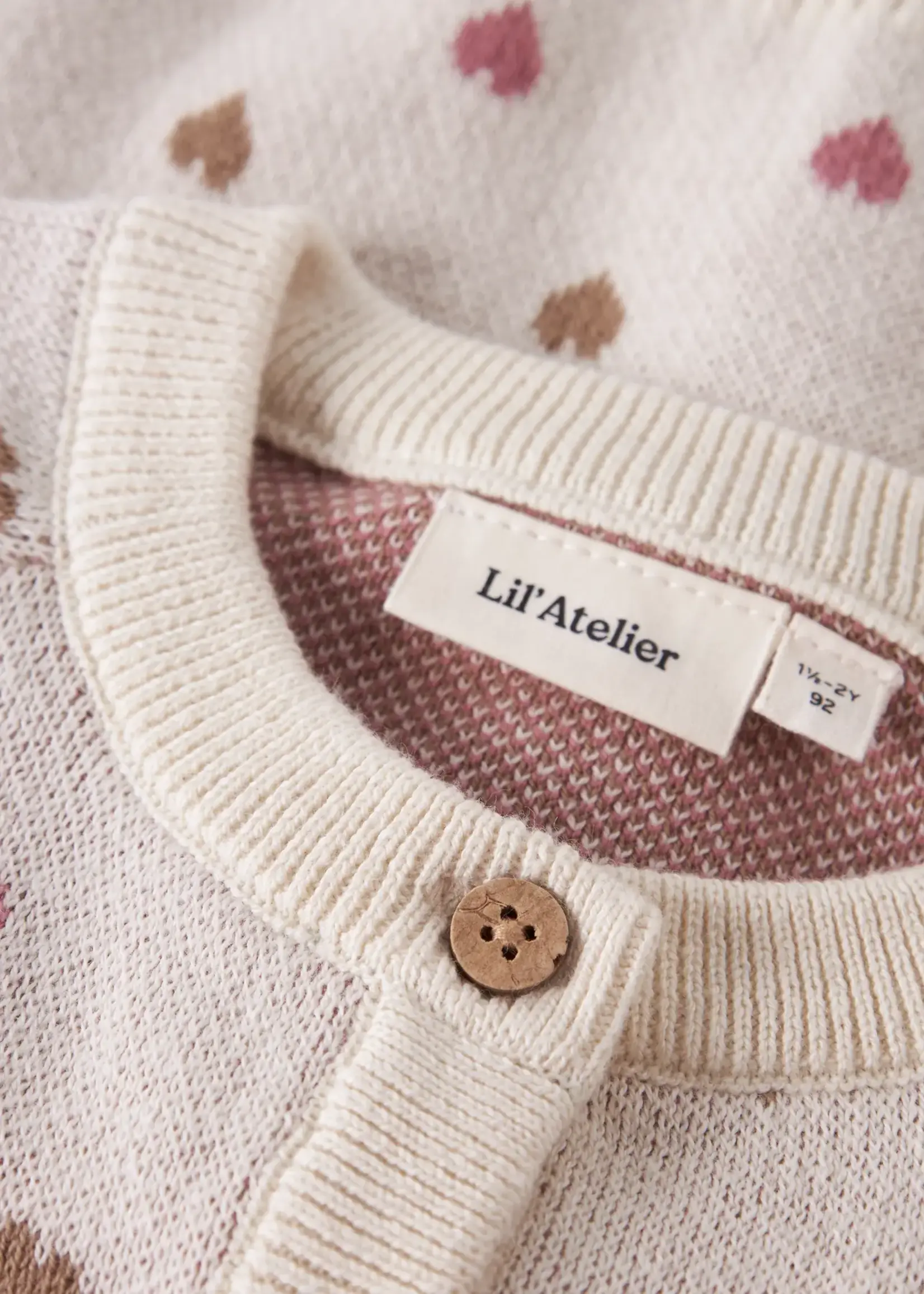 Lil' Atelier Lil' Atelier | NMFSARAN LS KNIT CARD HEART LIL - Turtledove SEPIA TINT