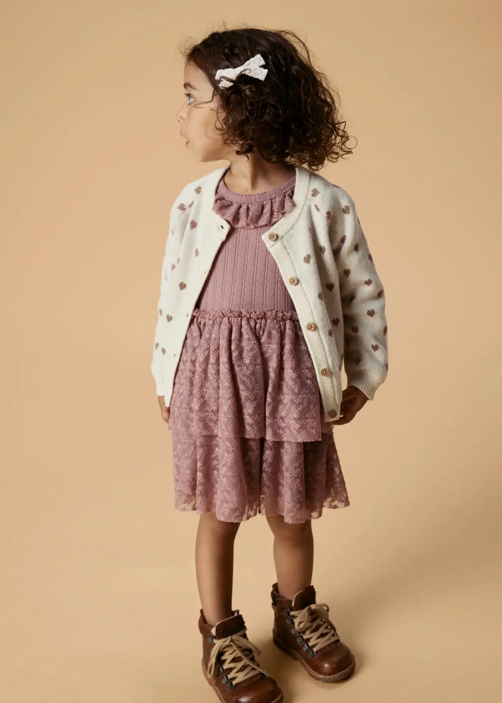 Lil' Atelier Lil' Atelier | NMFSARAN LS KNIT CARD HEART LIL - Turtledove SEPIA TINT