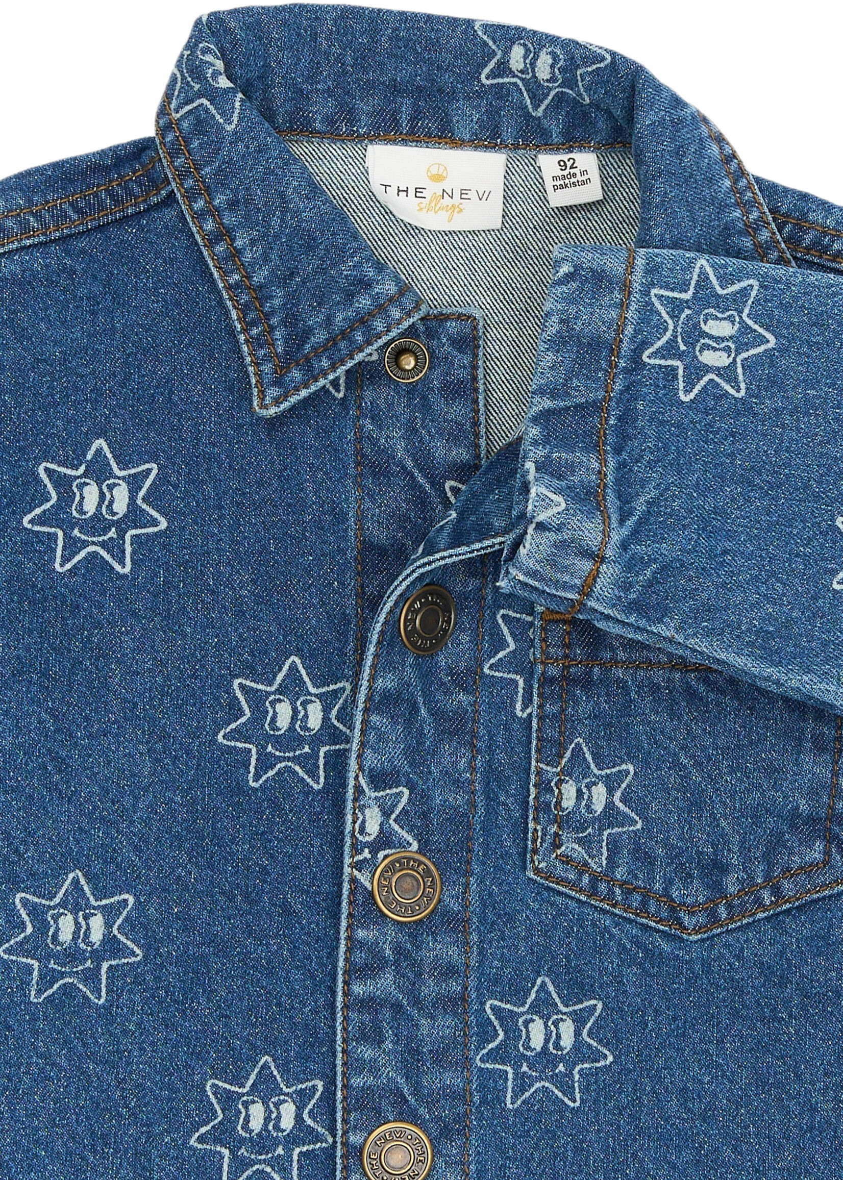 THE NEW SIBLINGS TNSTRipley OS Denim Shirt - Medium Blue Denim AOP
