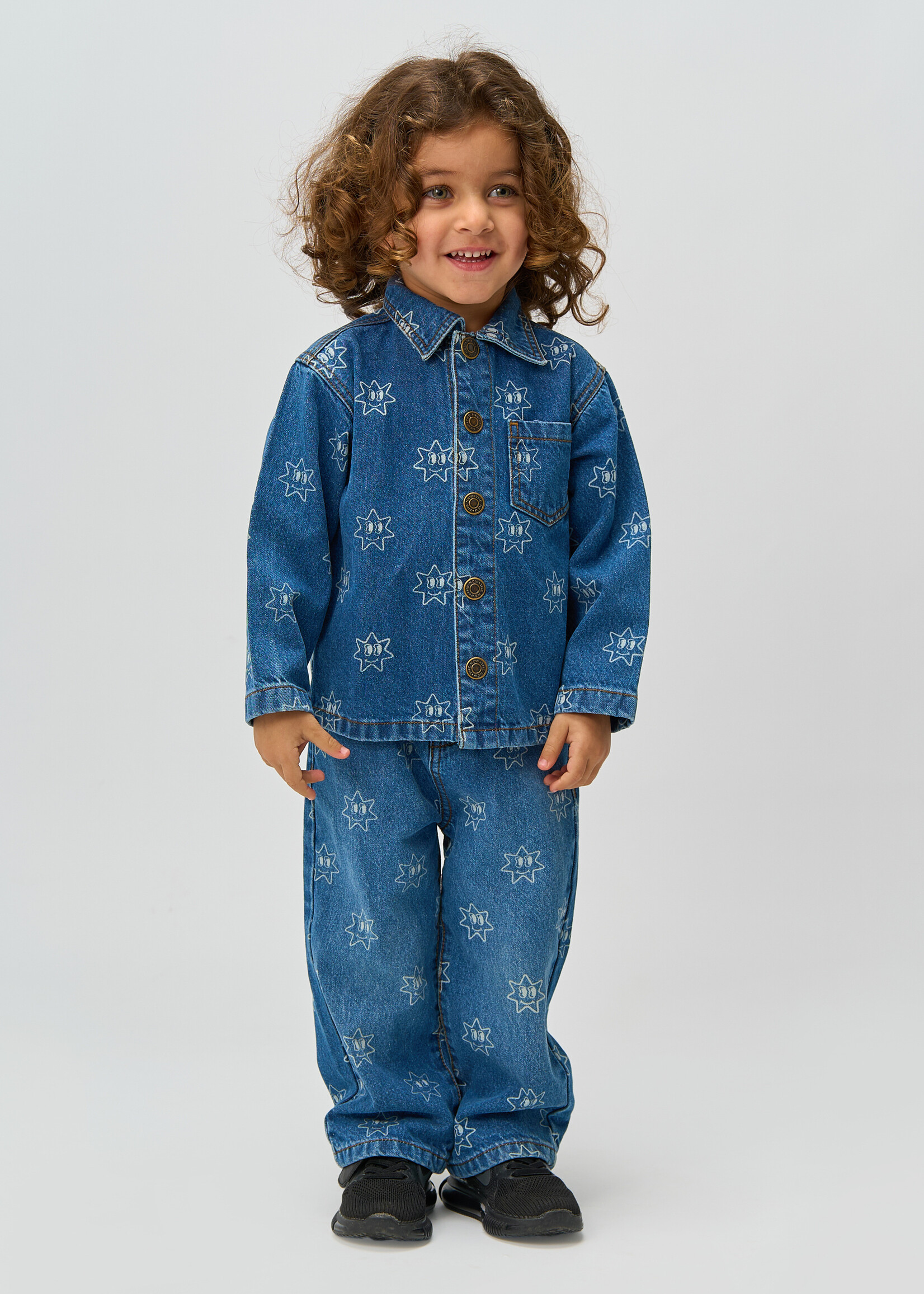 THE NEW SIBLINGS TNSTRipley OS Denim Shirt - Medium Blue Denim AOP