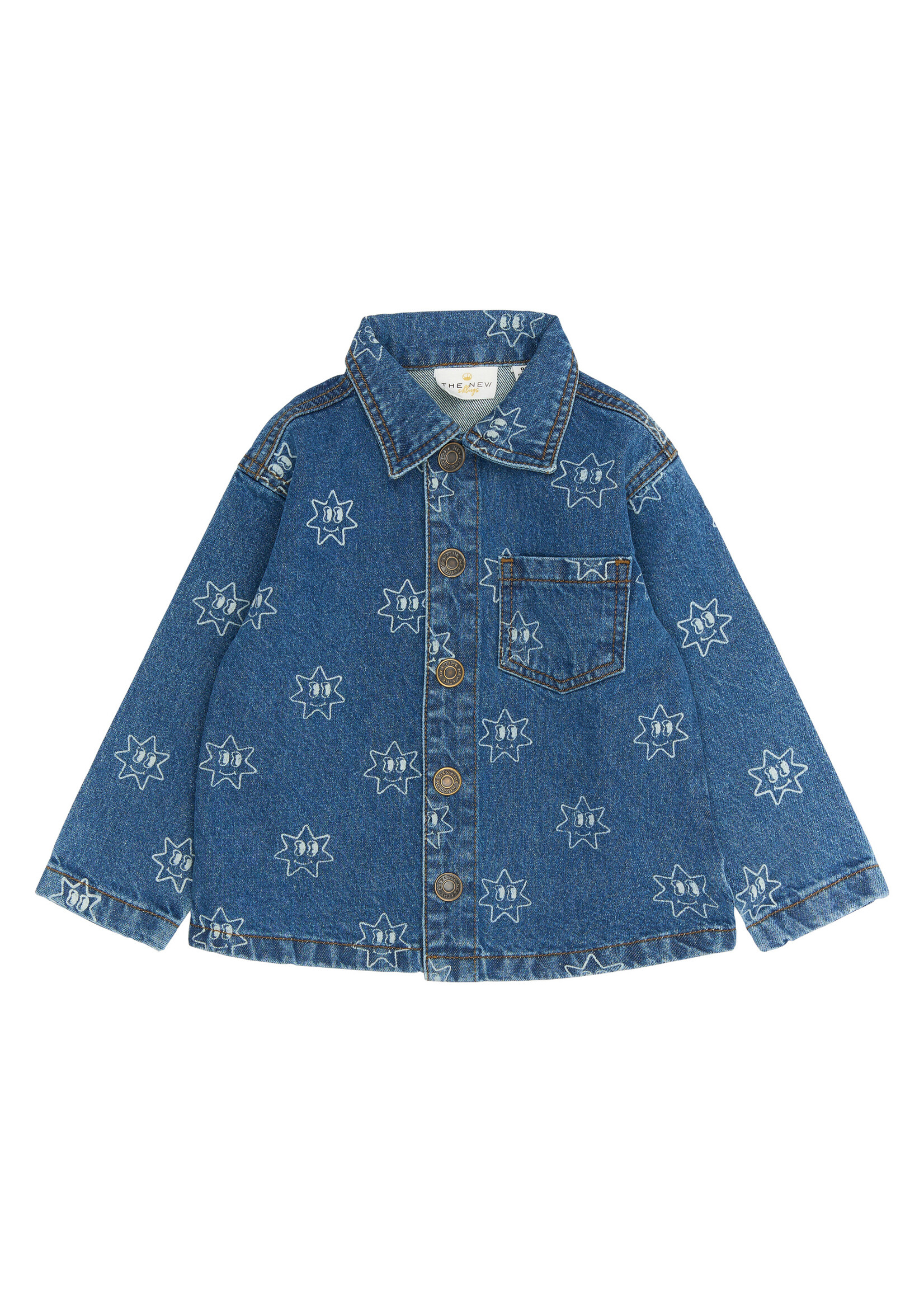 THE NEW SIBLINGS TNSTRipley OS Denim Shirt - Medium Blue Denim AOP