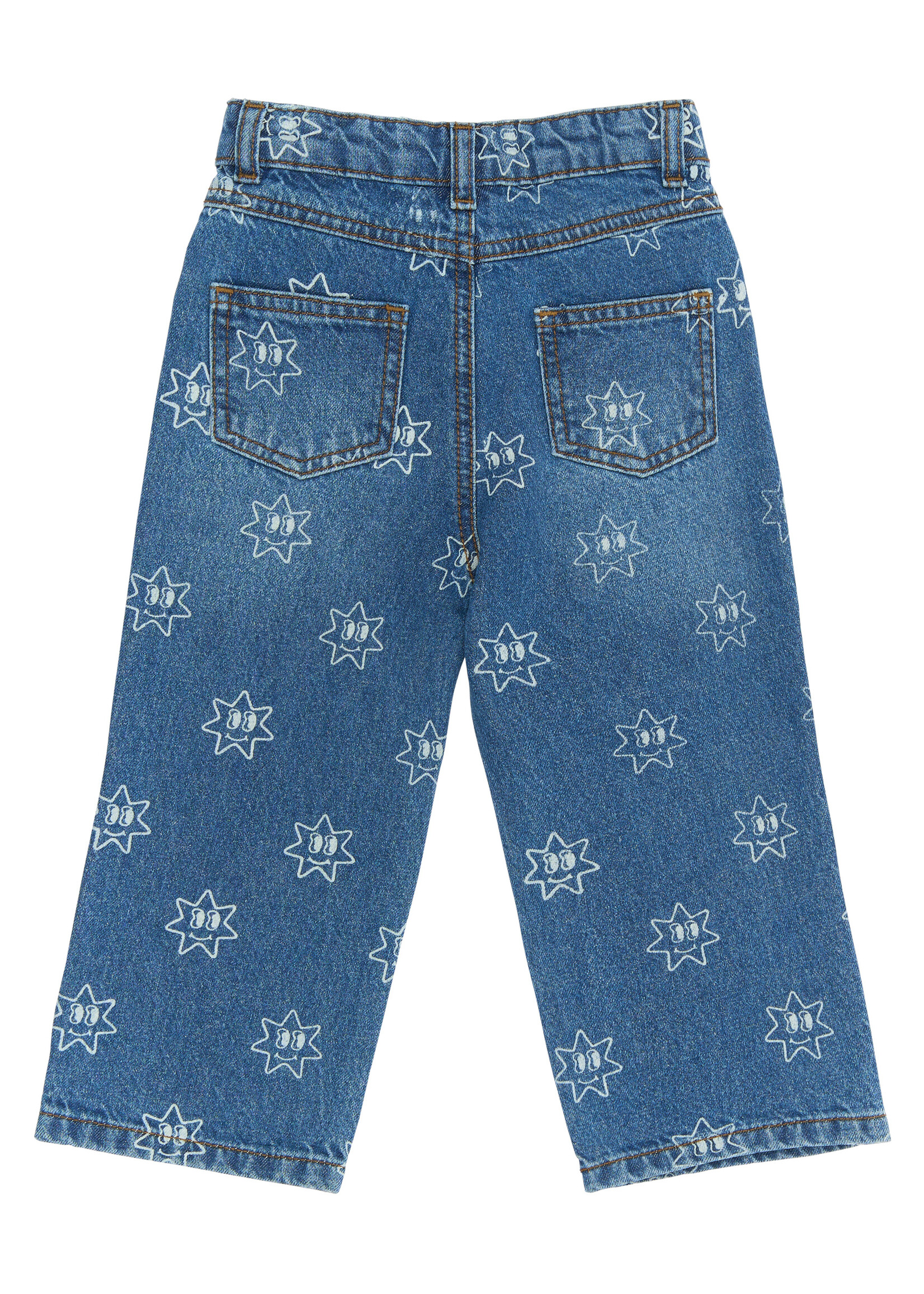THE NEW SIBLINGS TNSTRipley Wide Jeans - Medium Blue Denim AOP