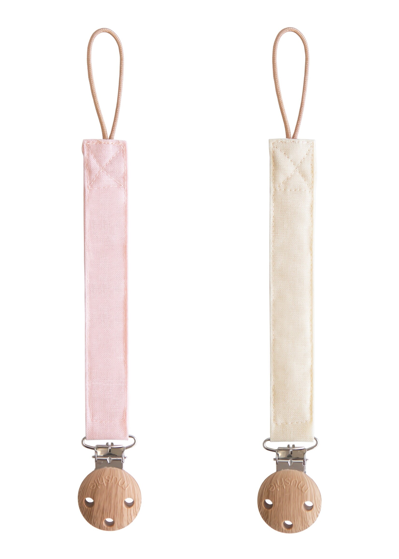 Mushie Mushie | Pacifier clip linnen - Blush Cream
