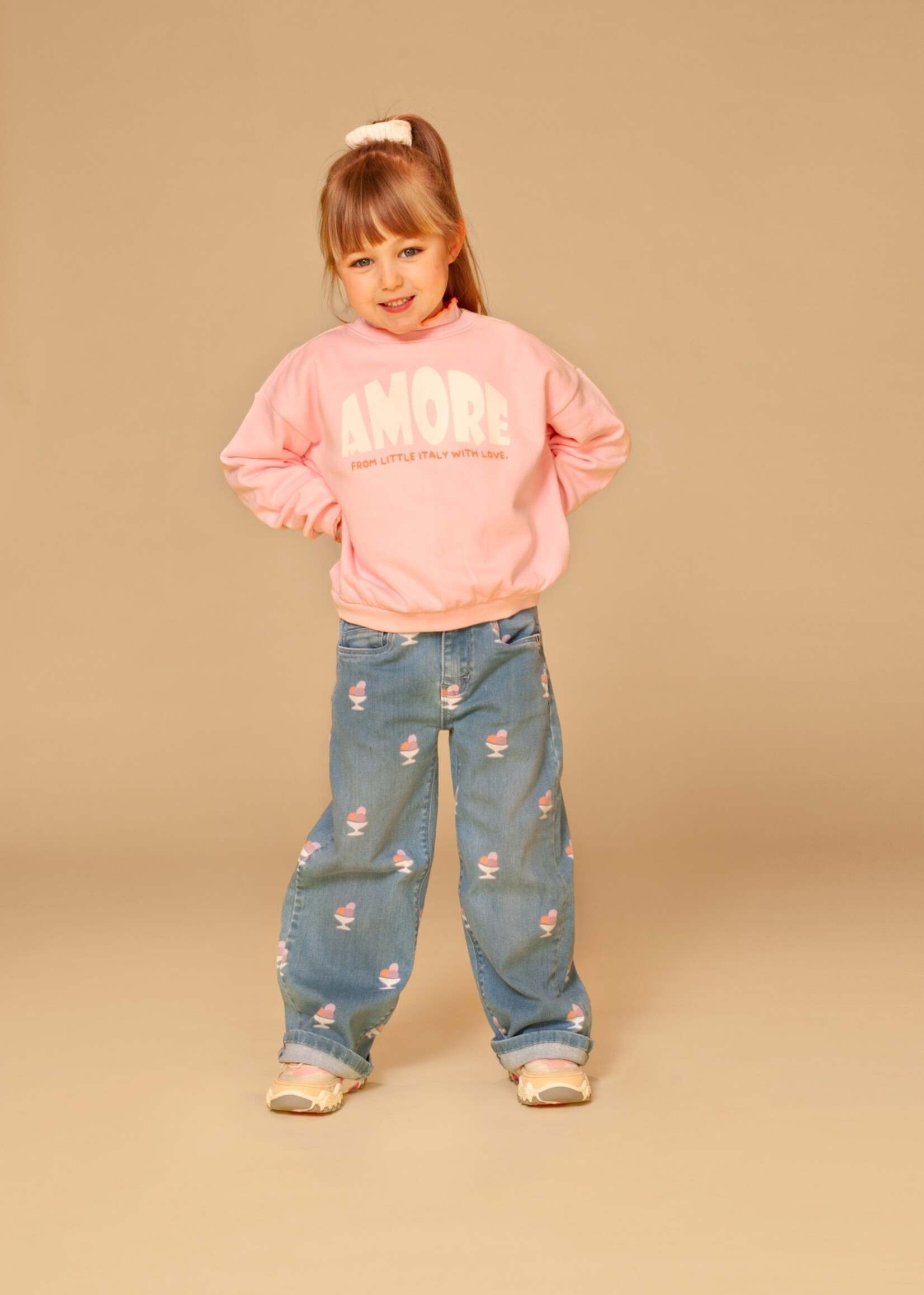Stains & Stories  Stains & Stories | girls wide leg printed denim - Medium Blue