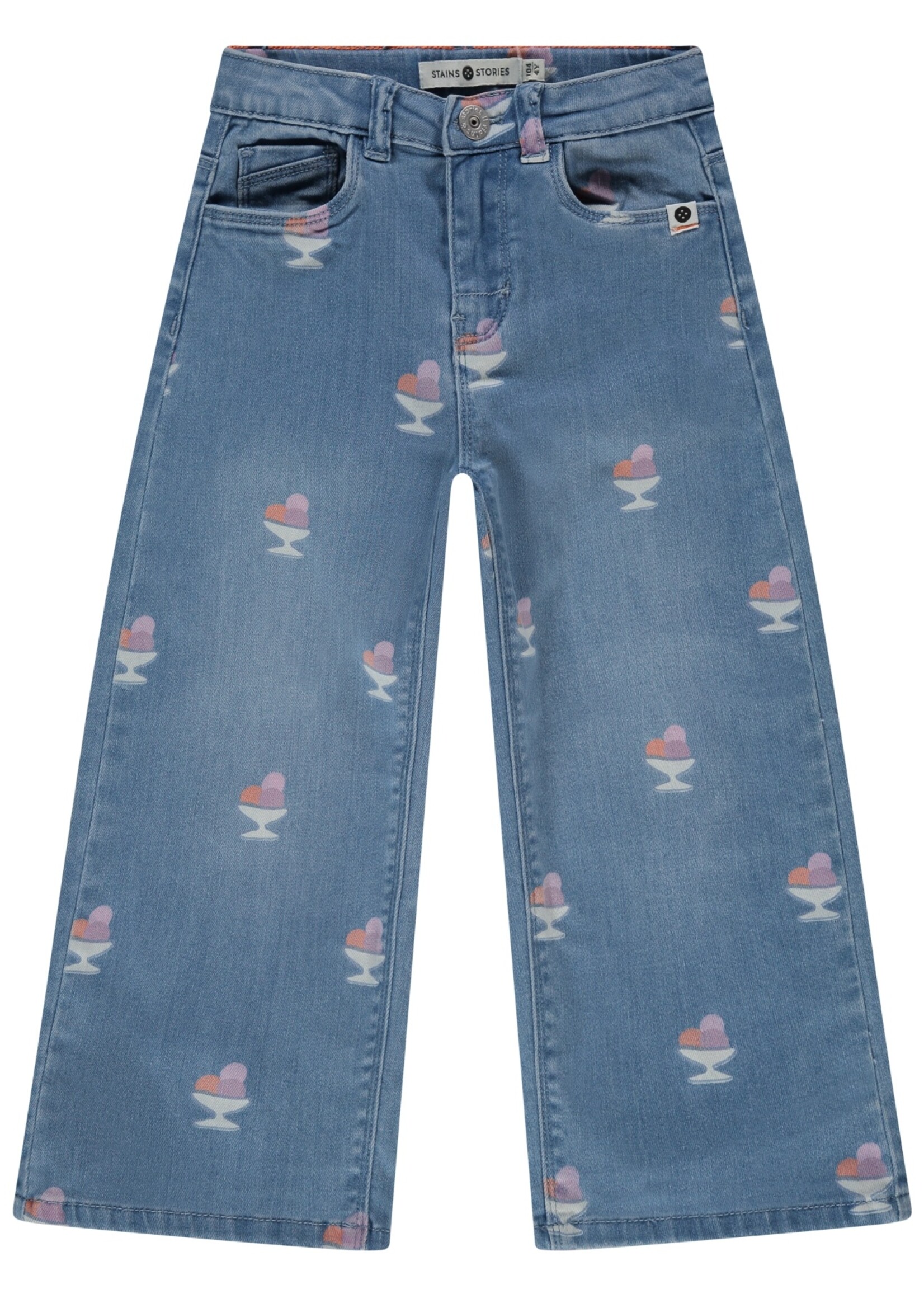 Stains & Stories  Stains & Stories | girls wide leg printed denim - Medium Blue