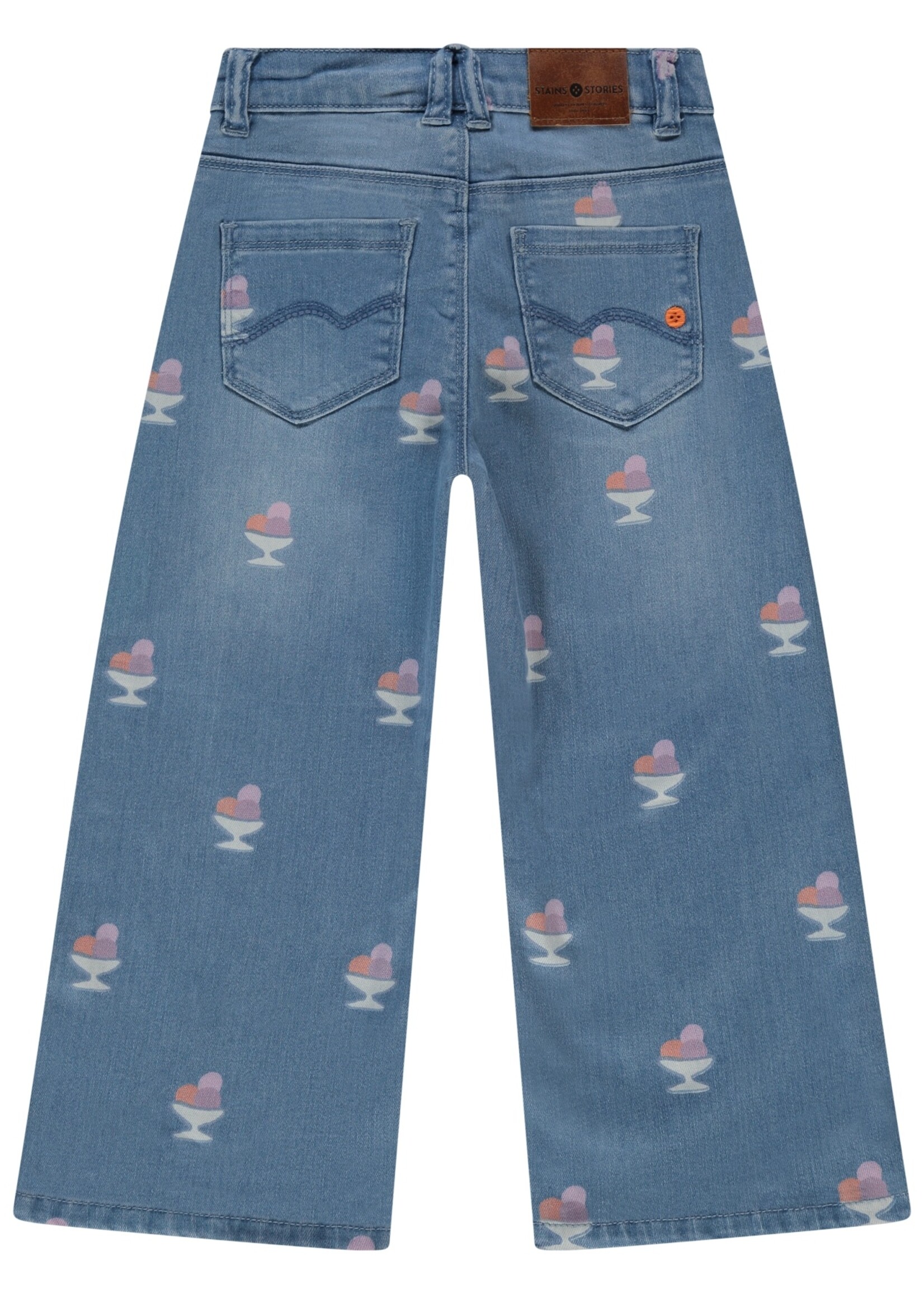 Stains & Stories  Stains & Stories | girls wide leg printed denim - Medium Blue