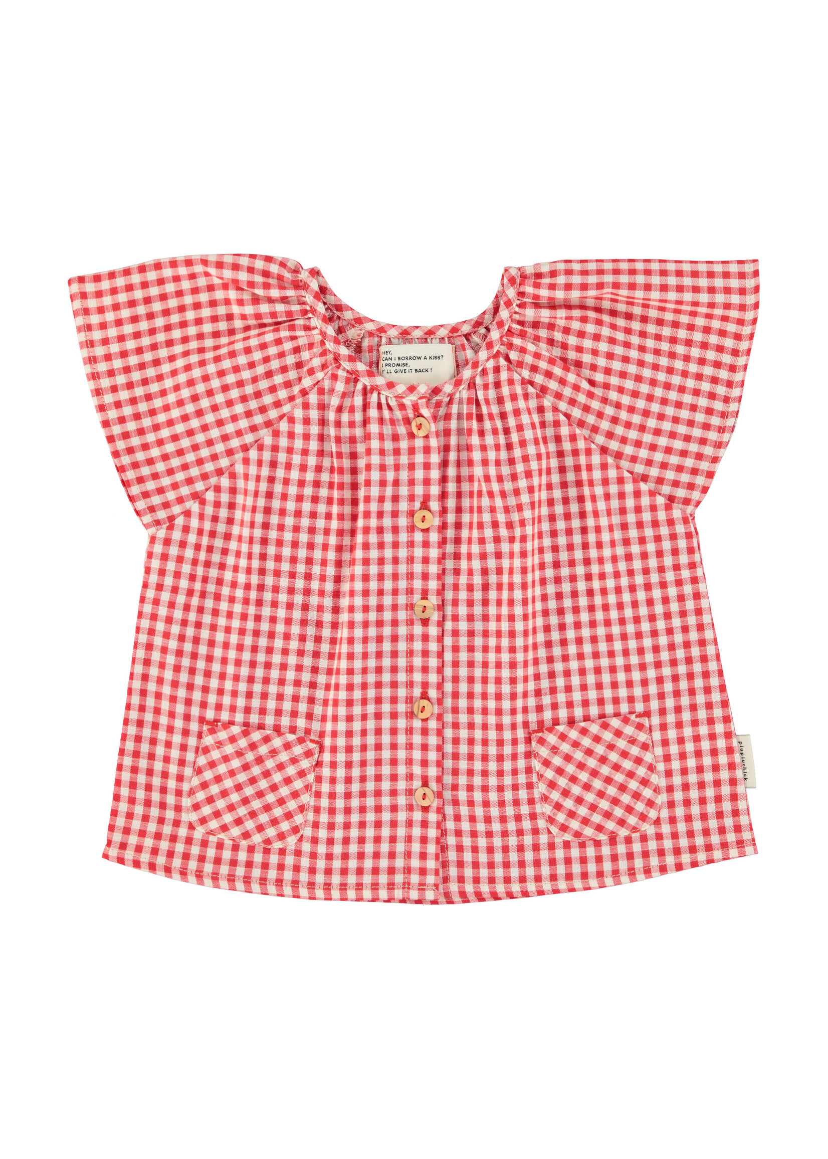Piupiuchick Piupiuchick | Blouse w/ butterfly sleeves | red & ecru checkered