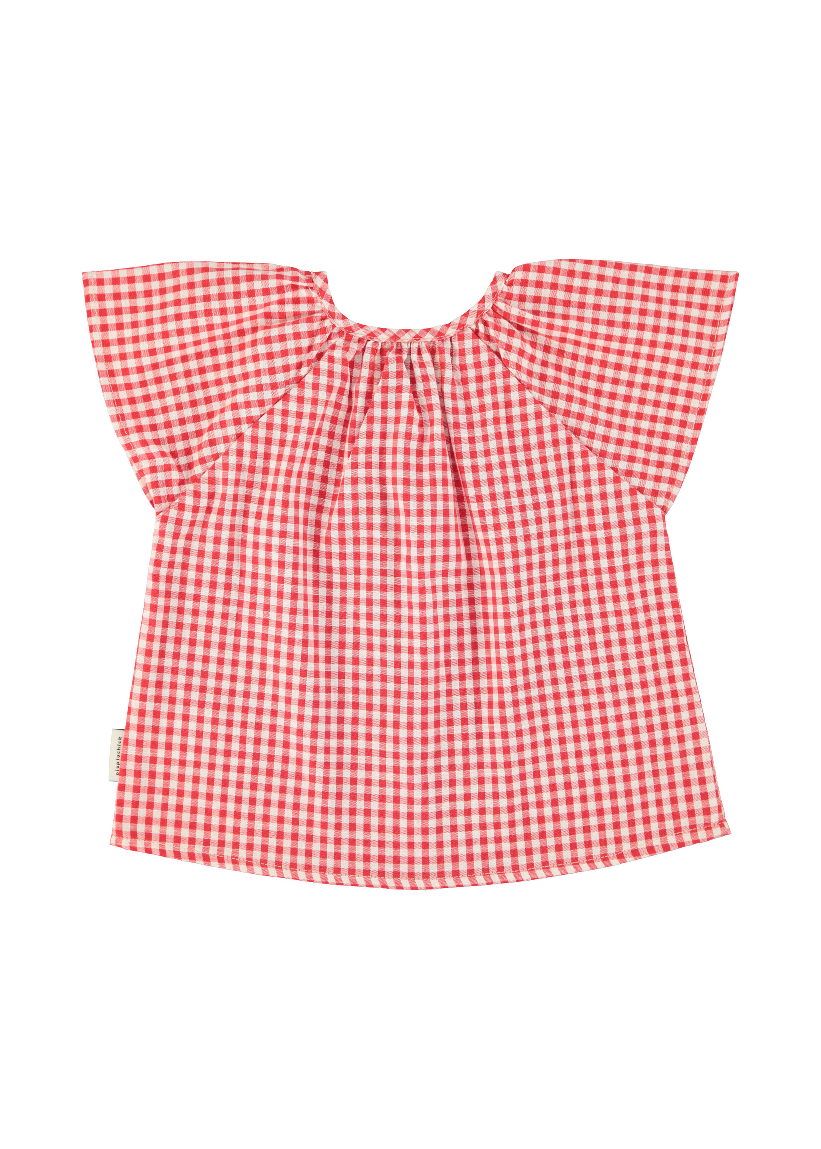 Piupiuchick Piupiuchick | Blouse w/ butterfly sleeves | red & ecru checkered