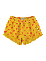 Piupiuchick Piupiuchick | shorts w/ fringes  - mustard w/ red hearts allover