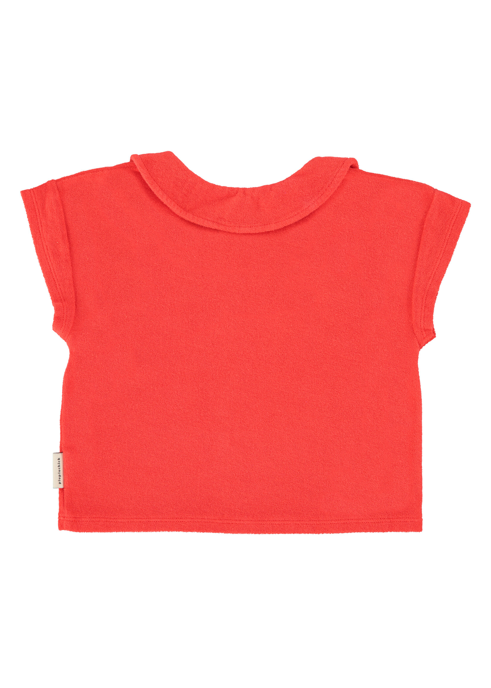 Piupiuchick Piupiuchick | T-shirt w/ peter pan collar - red w/ "amour" print