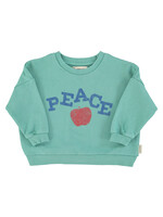 Piupiuchick Piupiuchick | Sweatshirt - turquoise w/ "peace" print
