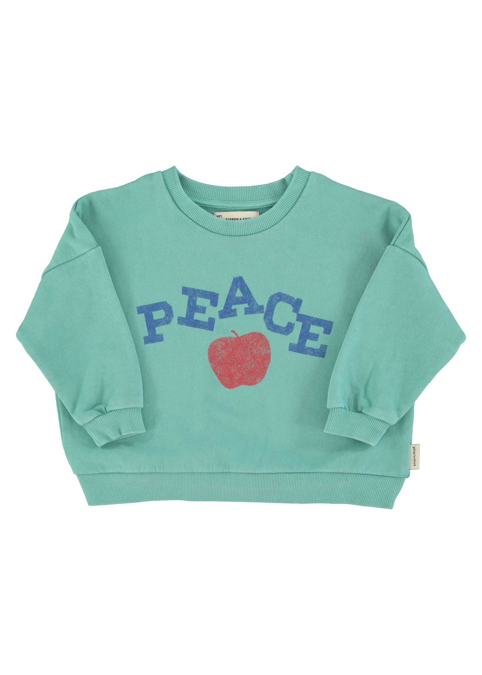Piupiuchick Piupiuchick | Sweatshirt - turquoise w/ "peace" print