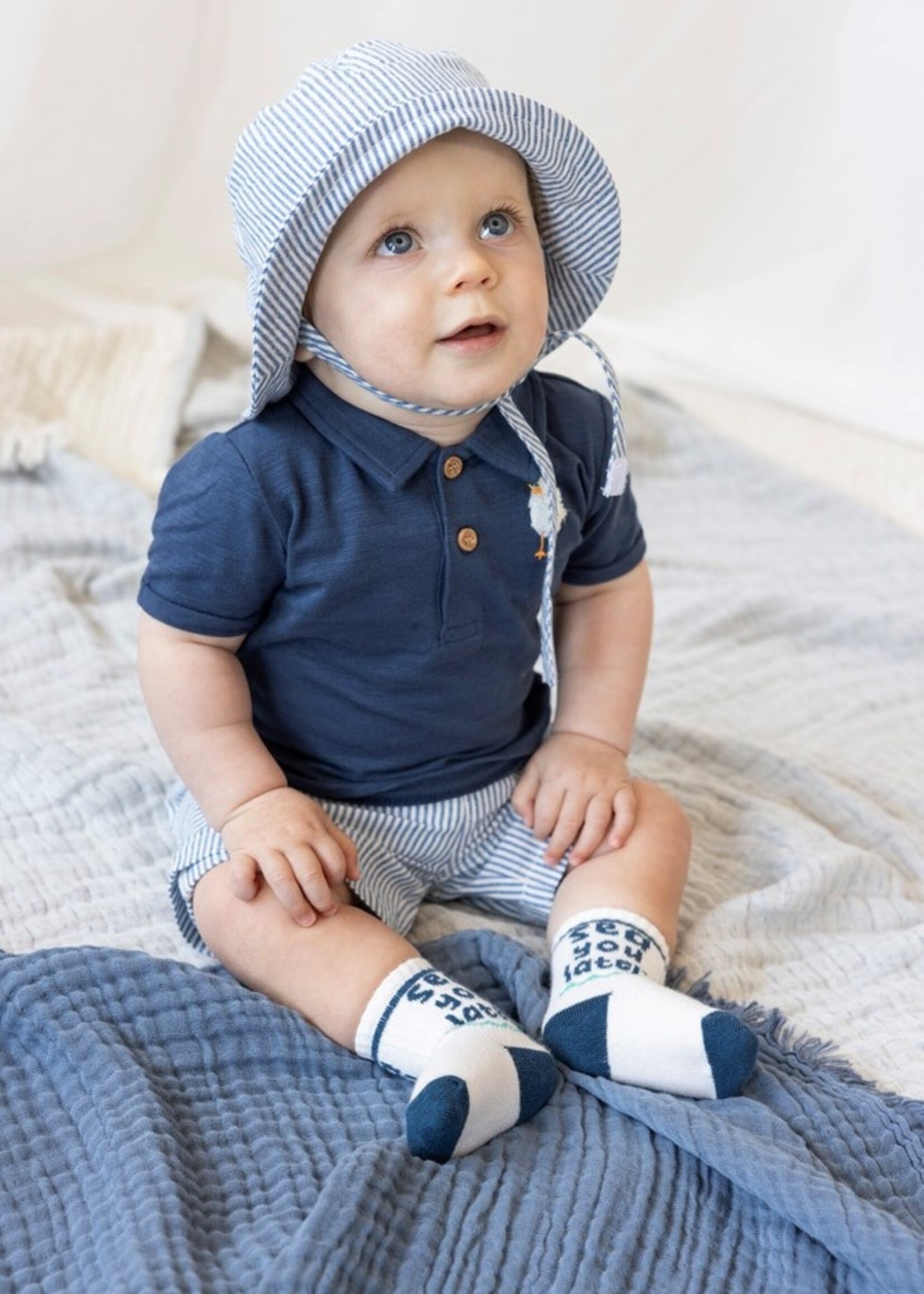 Feetje Feetje | Zonnehoed streep chambray - Seaside Happiness