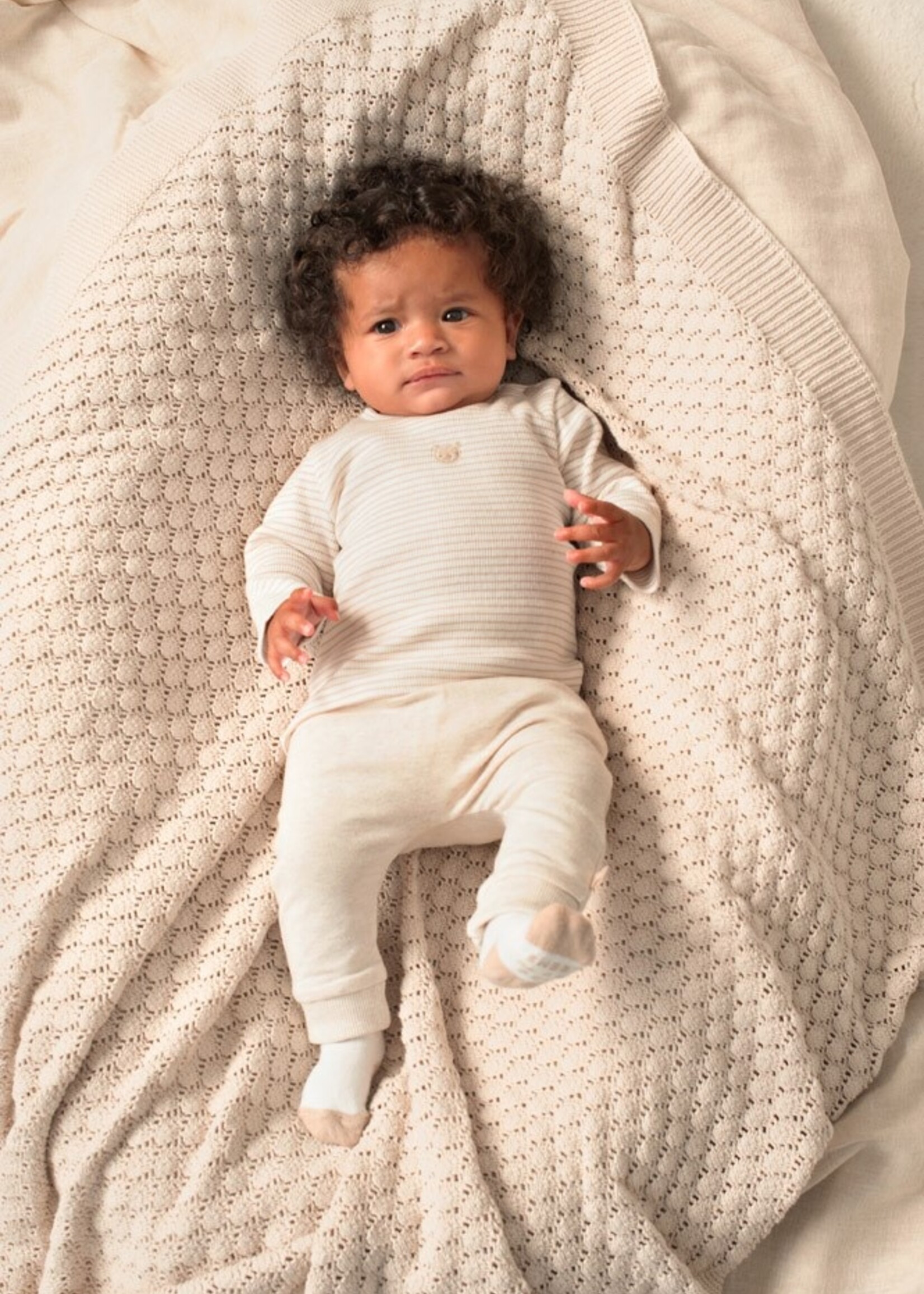 Feetje Feetje | Longsleeve rib met streep - Honey Bear