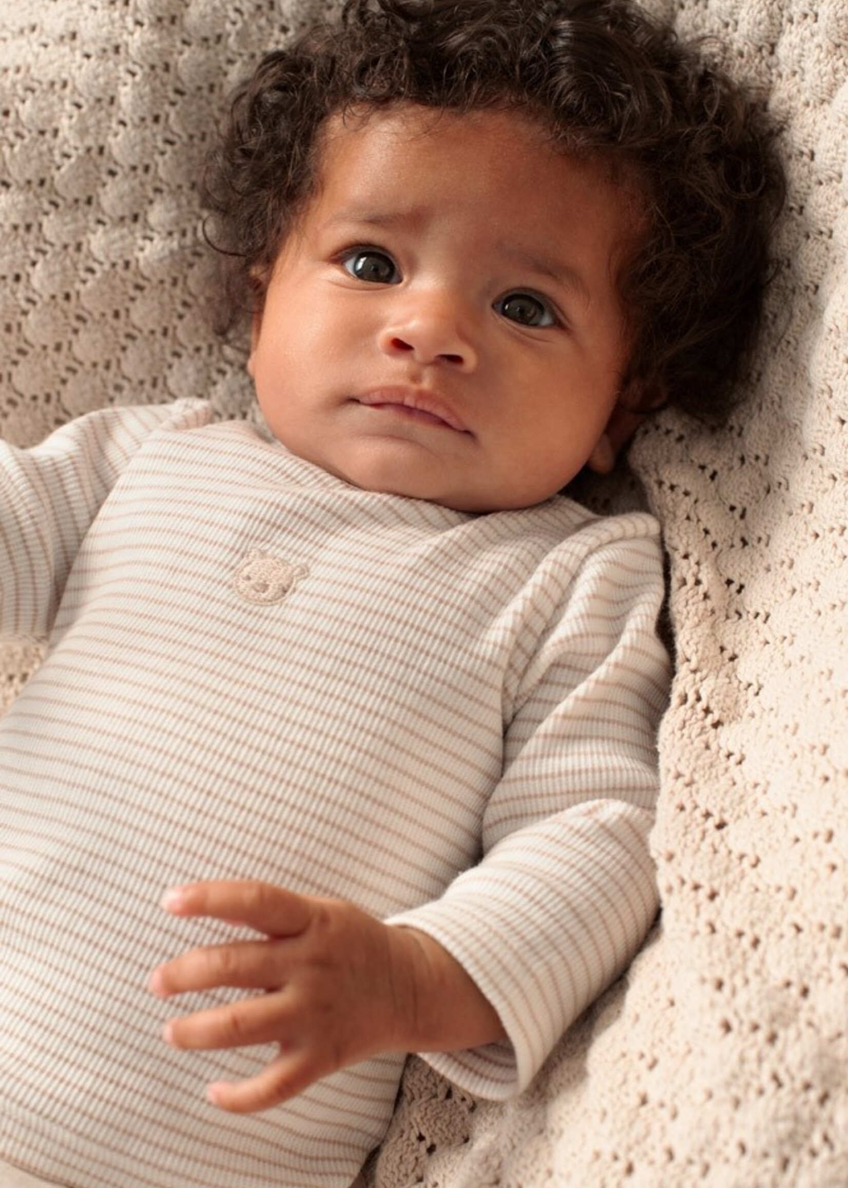 Feetje Feetje | Longsleeve rib met streep - Honey Bear