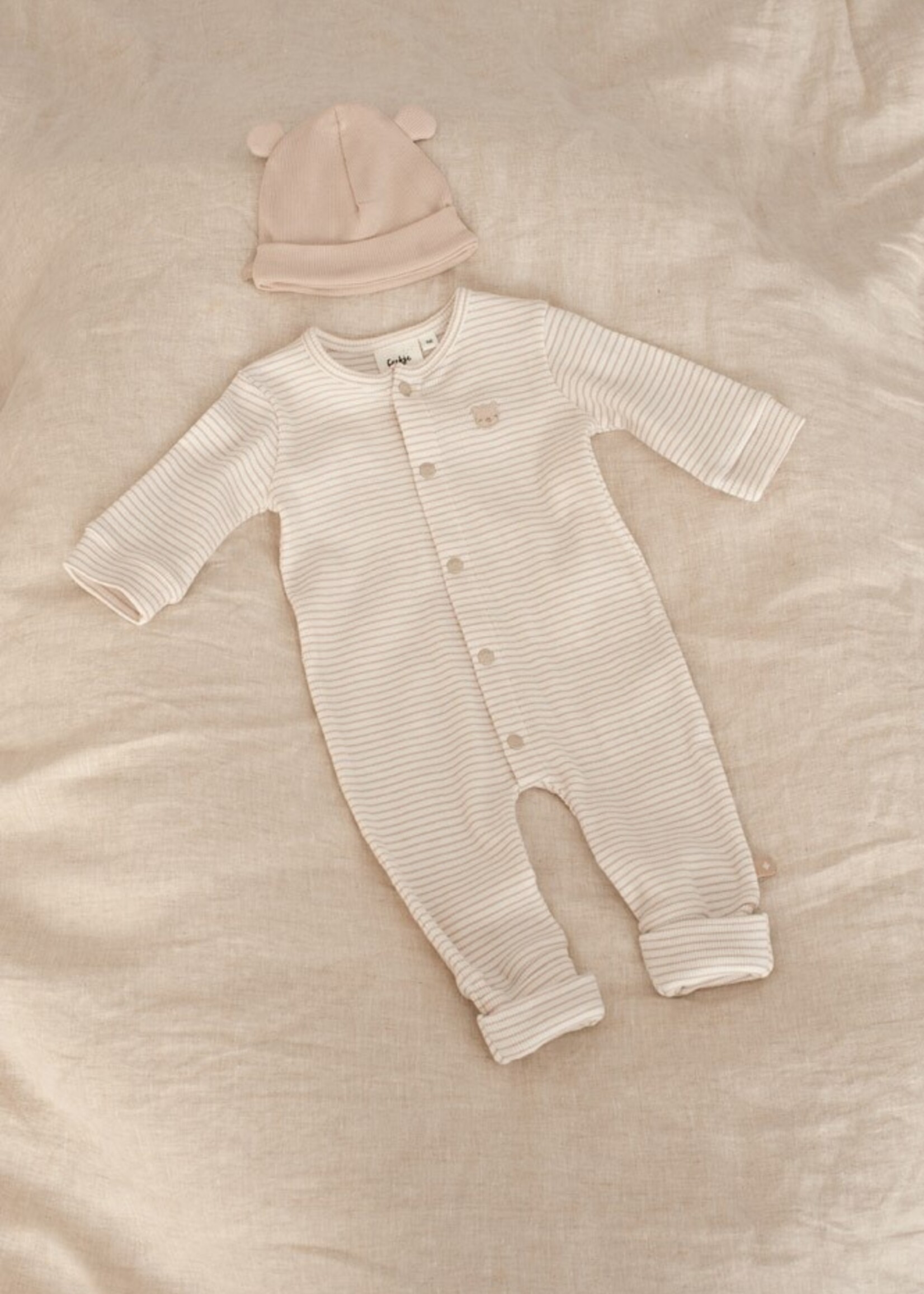 Feetje Feetje | Pak omslagvoet rib met streep - Honey Bear - Zand