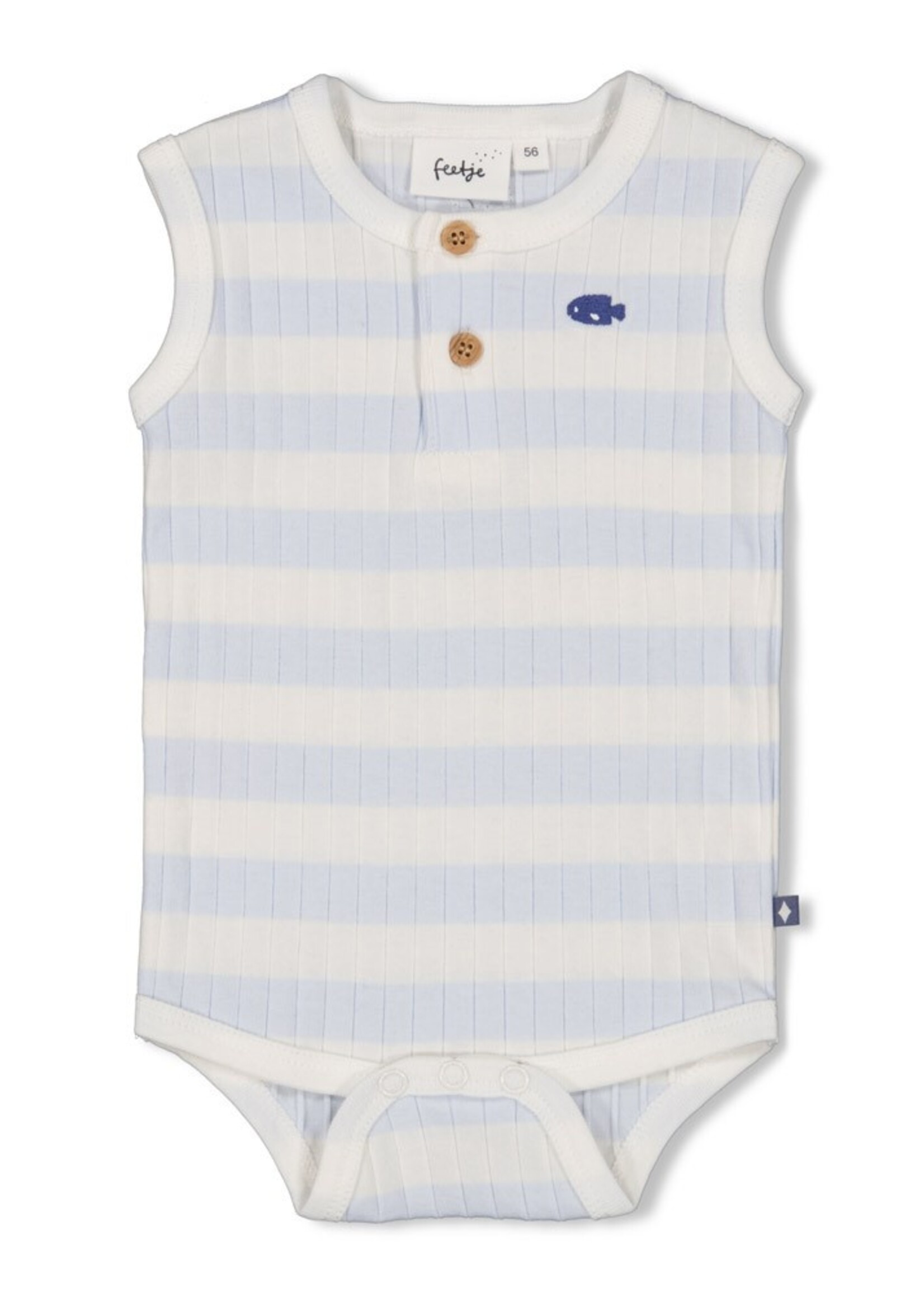 Feetje Feetje | Romper rib met streep k/m - Blue Ocean - Blauw