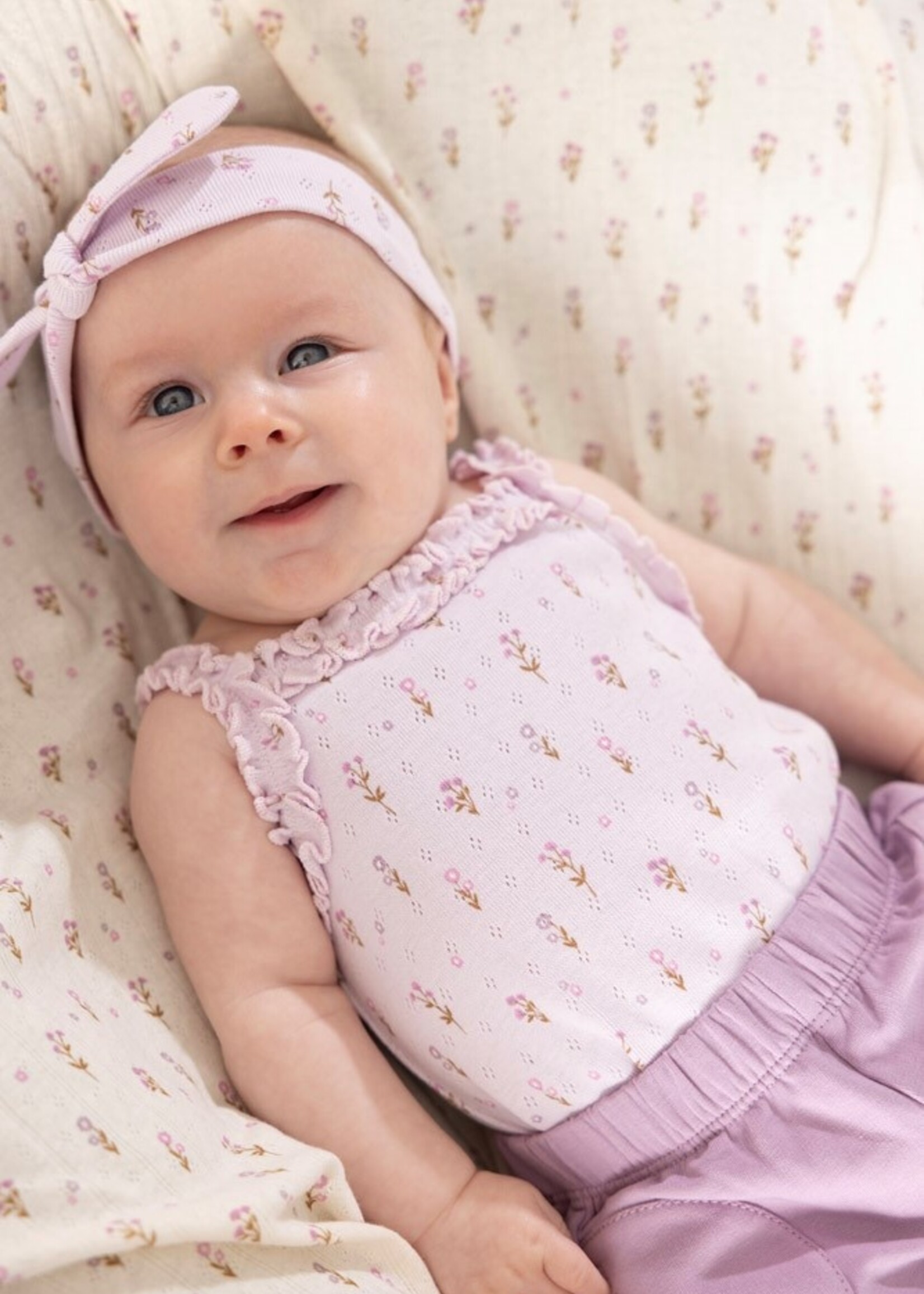 Feetje Feetje | Romper pointelle rib AOP - Flower Ranch - Lila