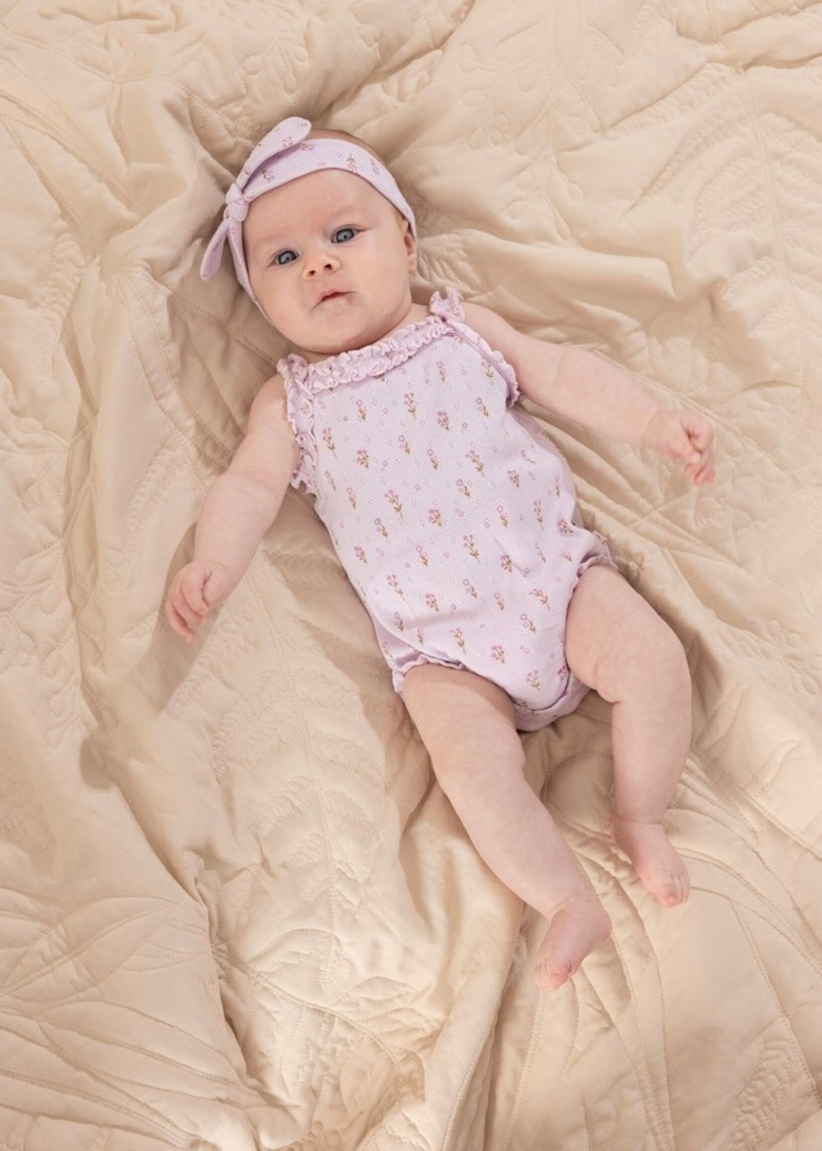 Feetje Feetje | Romper pointelle rib AOP - Flower Ranch - Lila