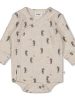 Feetje Feetje | Wikkelromper rib AOP - Sea Sweeties - Offwhite melange
