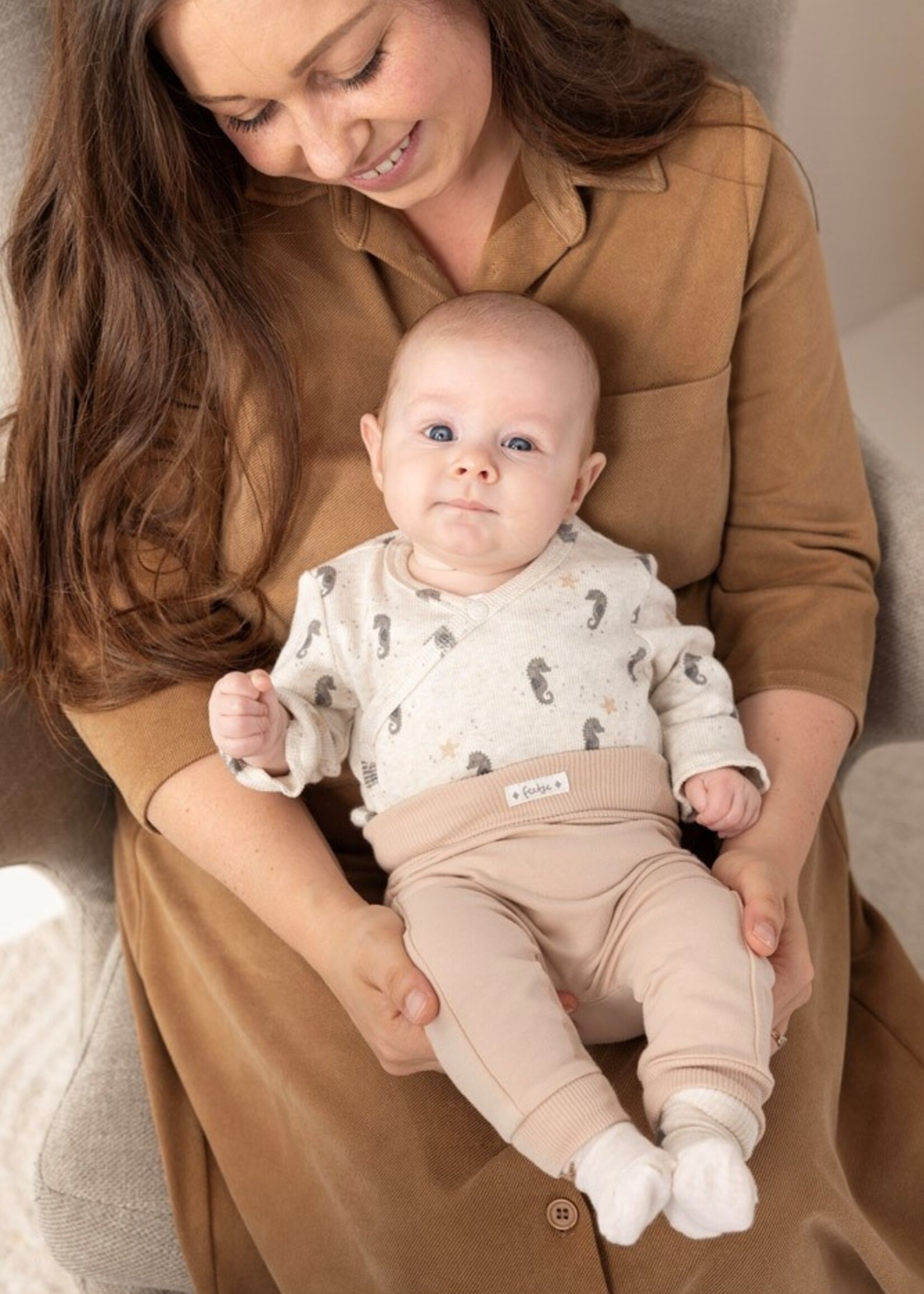 Feetje Feetje | Wikkelromper rib AOP - Sea Sweeties - Offwhite melange