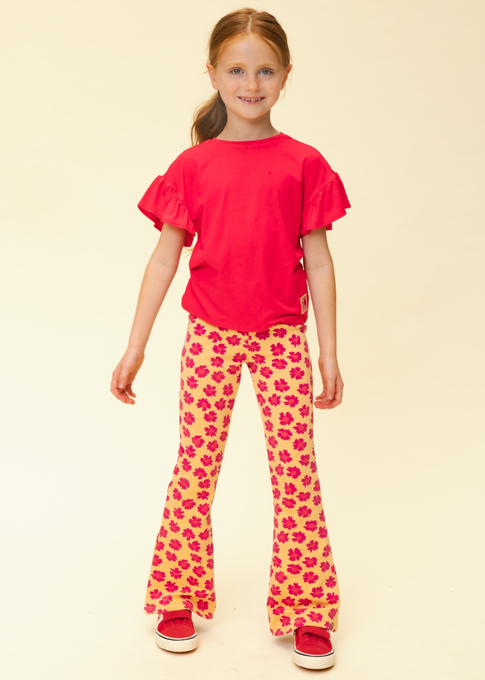 LOOXS Little LOOXS Little | Little T-shirt SS ruffles - poppy red