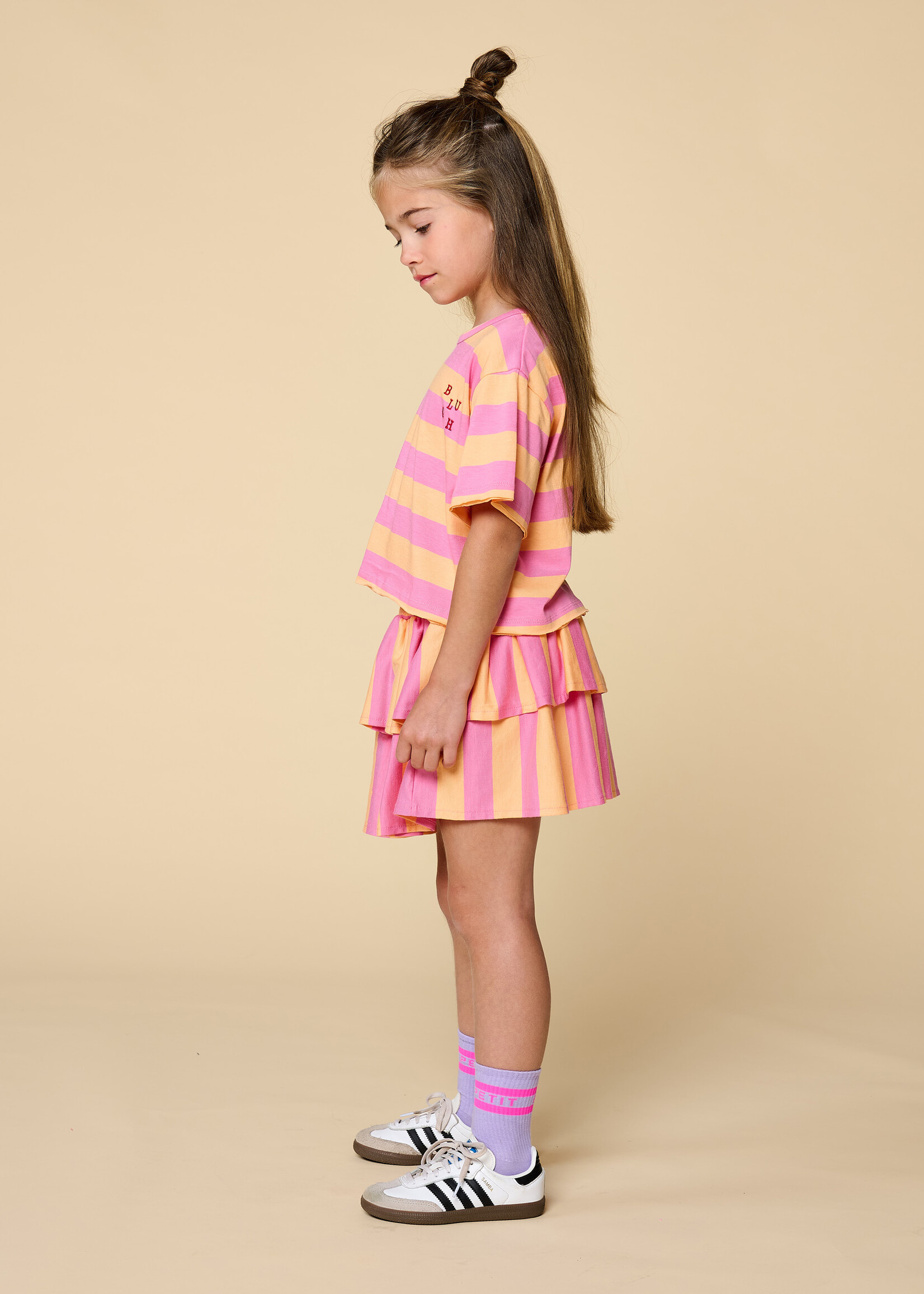 Petit Blush Petit Blush | Stripe Smock Skirt - Cashmere Rose/Peach Cobbler