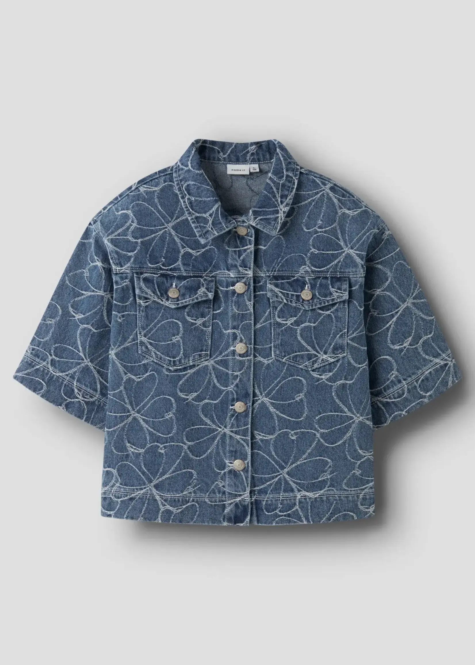 Name It Name it | NKFEVELYN 1/4 jacq dnm shirt 2928 JQ D - Medium Blue Denim