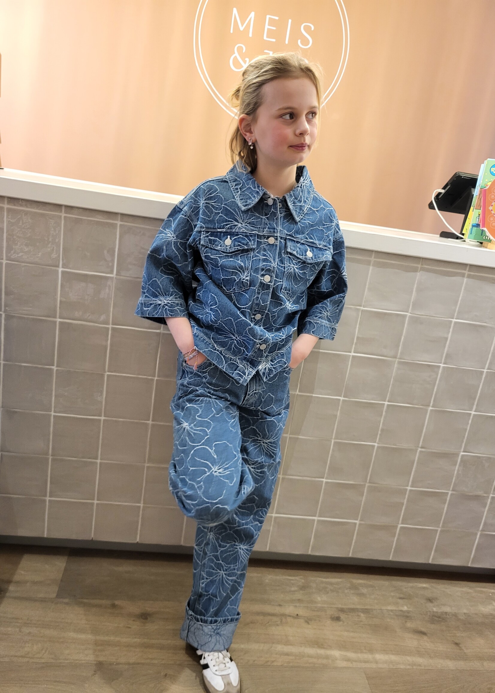 Name It Name it | NKFEVELYN 1/4 jacq dnm shirt 2928 JQ D - Medium Blue Denim