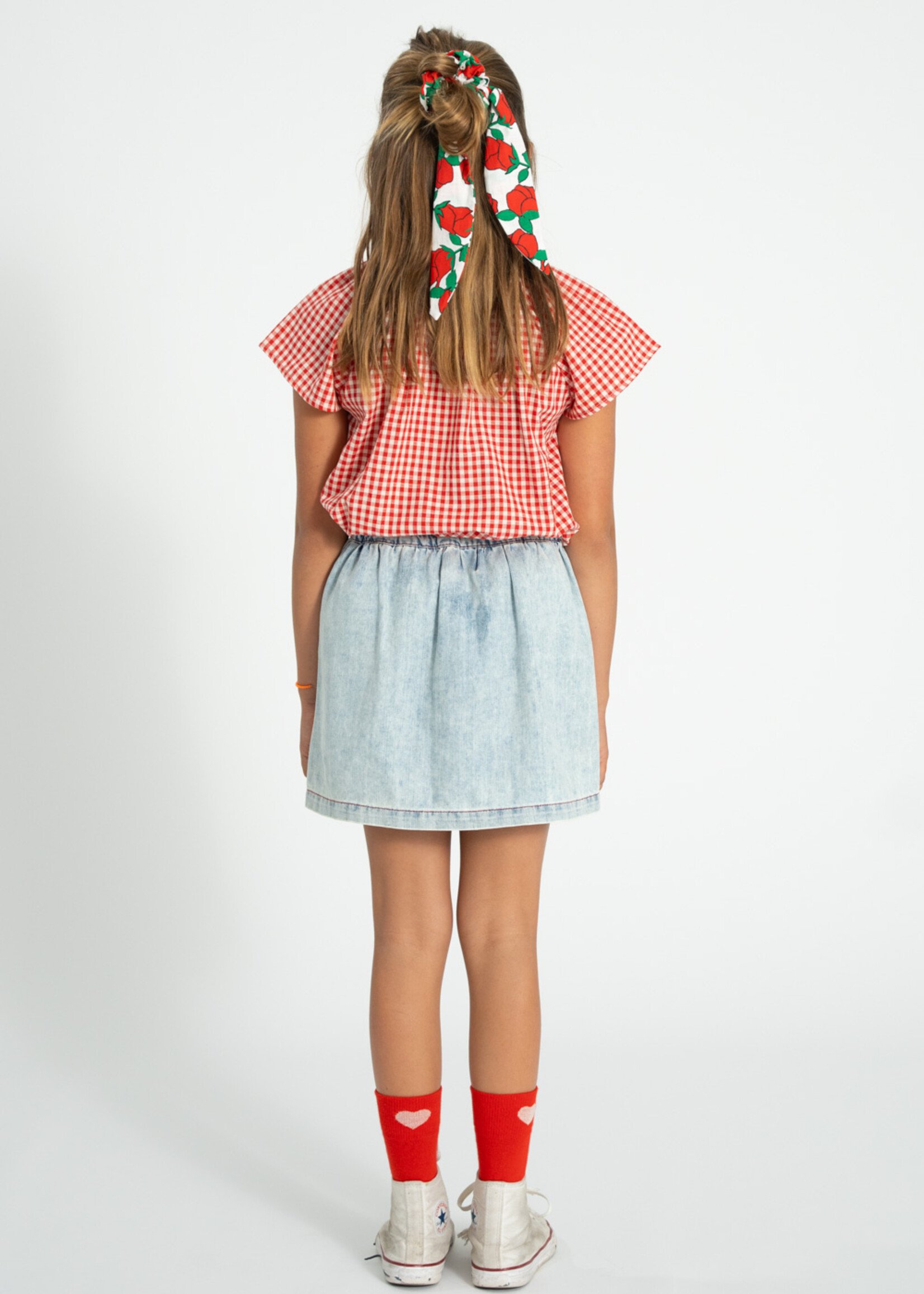 Piupiuchick Piupiuchick | blouse w/ butterfly sleeves | red & ecru checkered