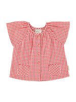 Piupiuchick Piupiuchick | blouse w/ butterfly sleeves | red & ecru checkered