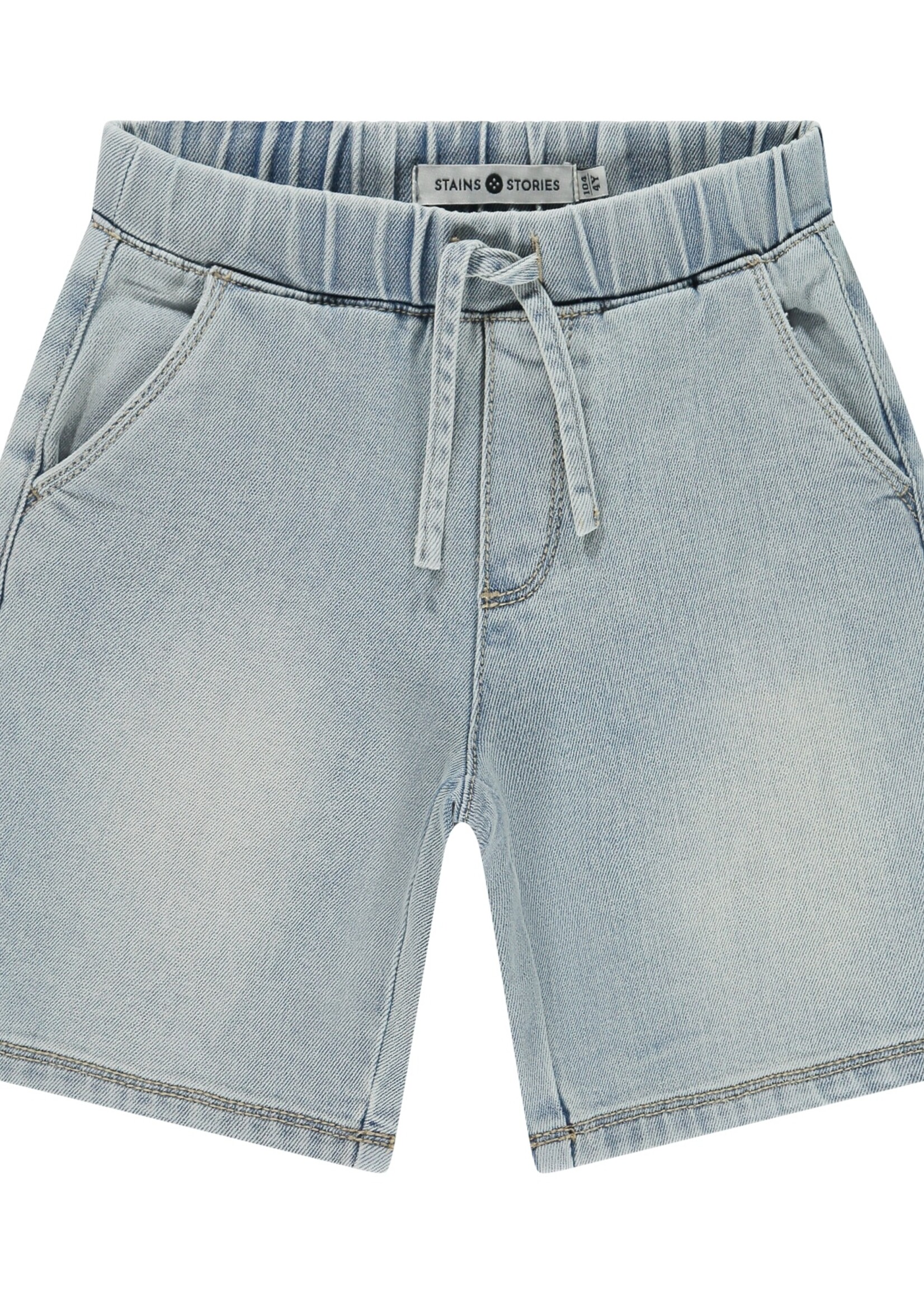 Stains & Stories | boys denim short wide fit - Pale blue denim