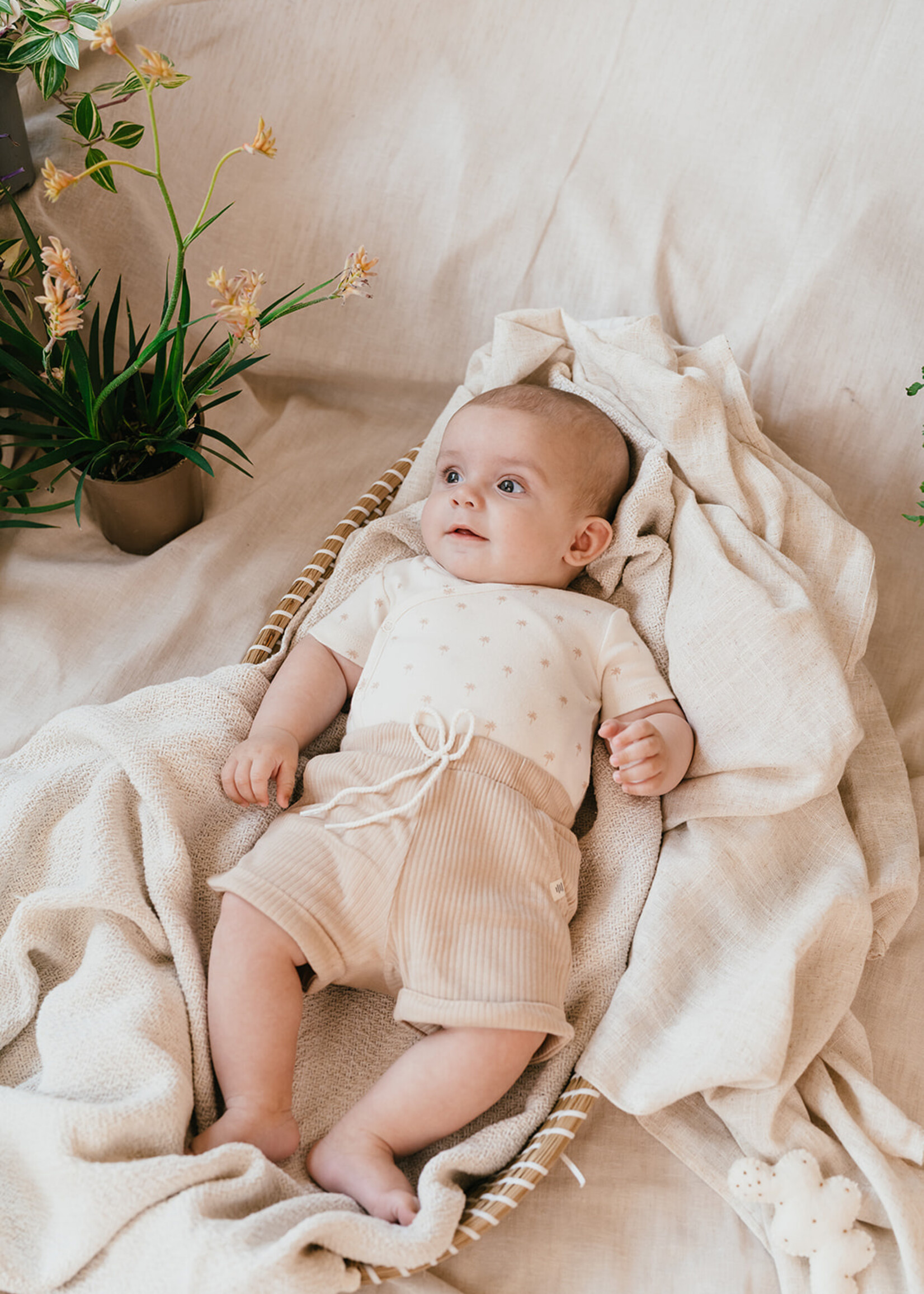 A Tiny Story A Tiny Story | baby romper short sleeve – Ecru