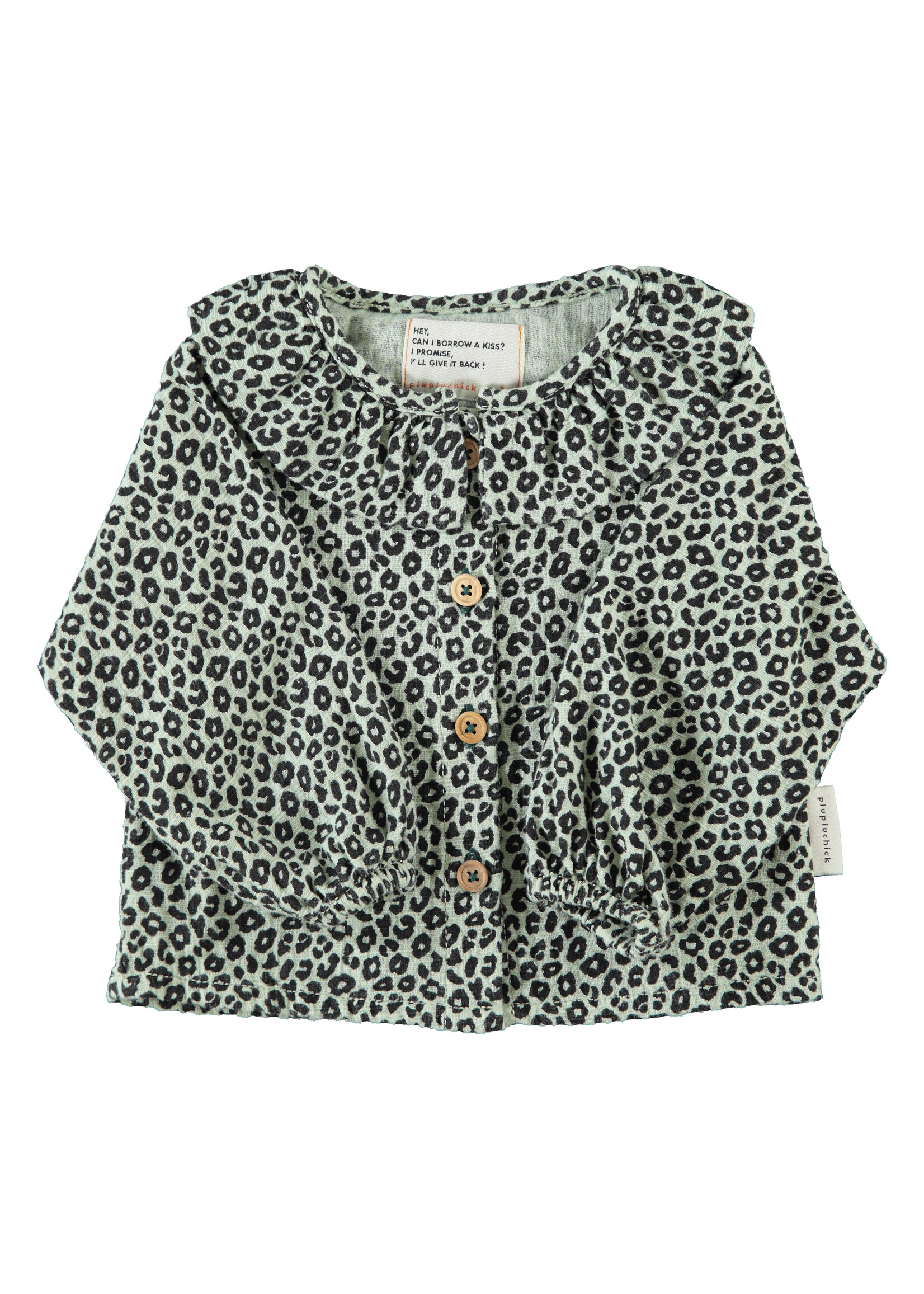 Piupiuchick Piupiuchick | Blouse w/ round collar | Mint green w/ animal print