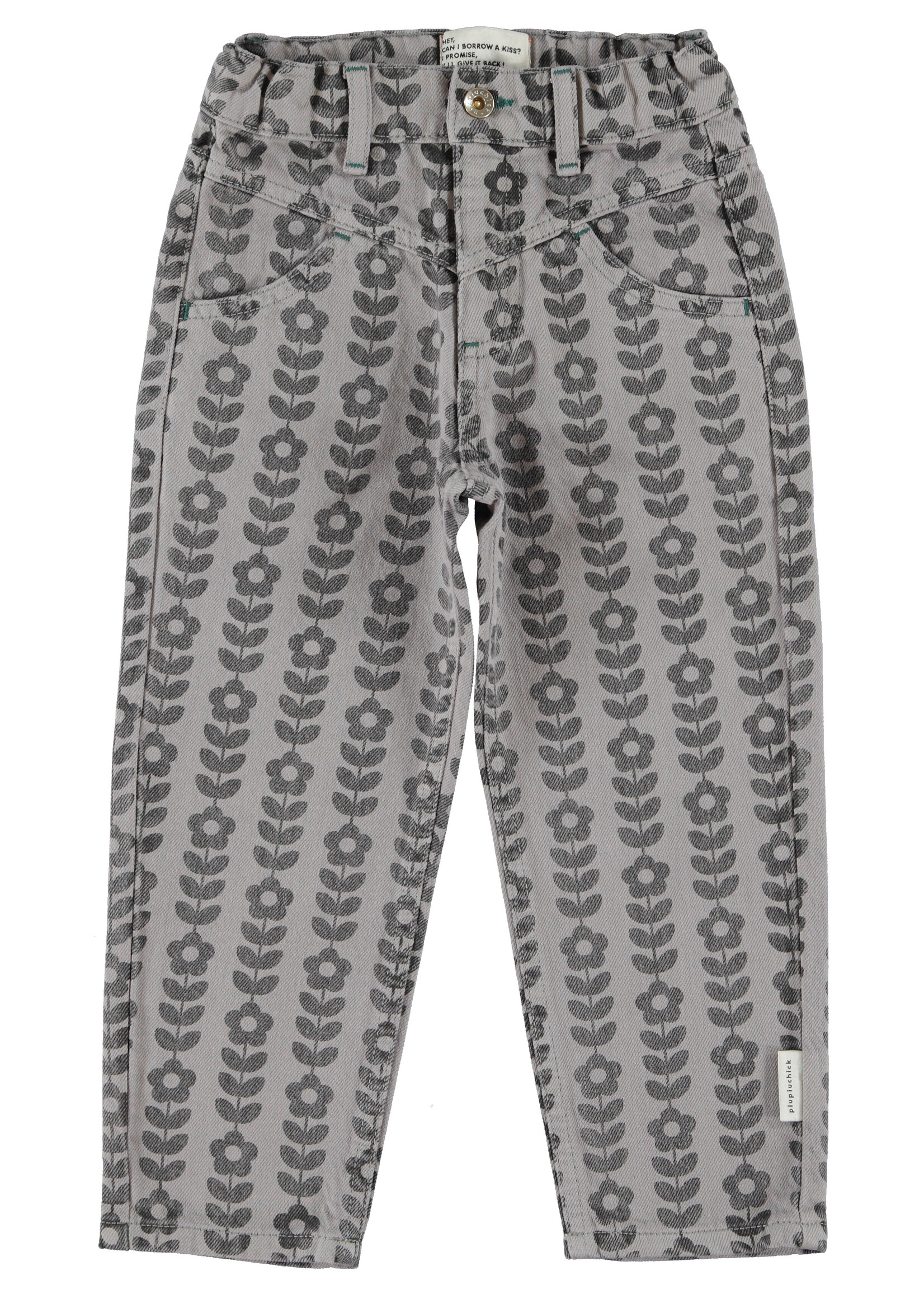 Piupiuchick Piupiuchick | mom fit trousers | grey w/ black flowers