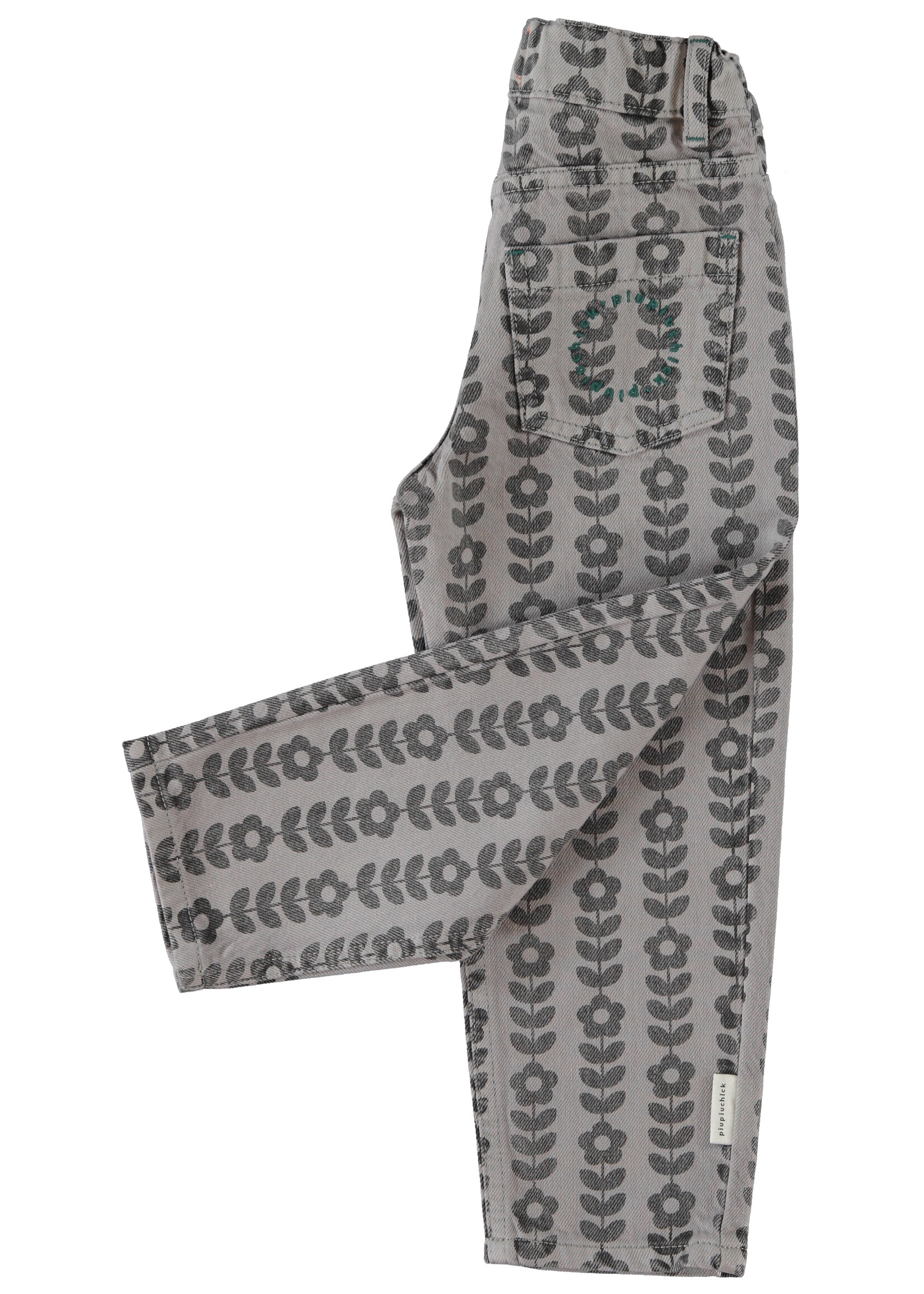 Piupiuchick Piupiuchick | mom fit trousers | grey w/ black flowers