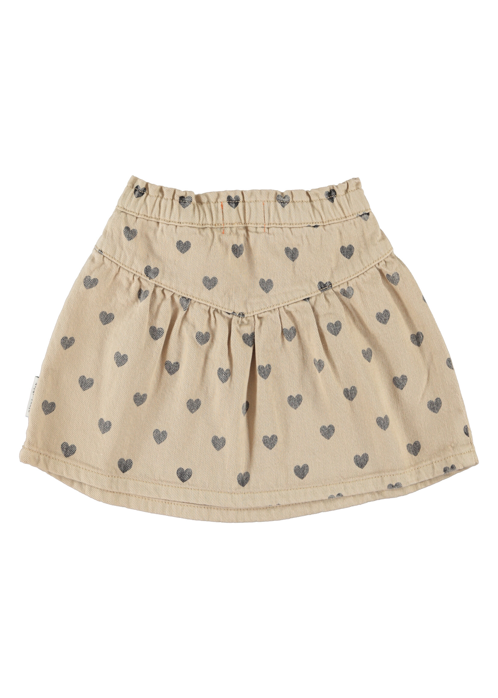 Piupiuchick Piupiuchick | short skirt | beige w/ black hearts