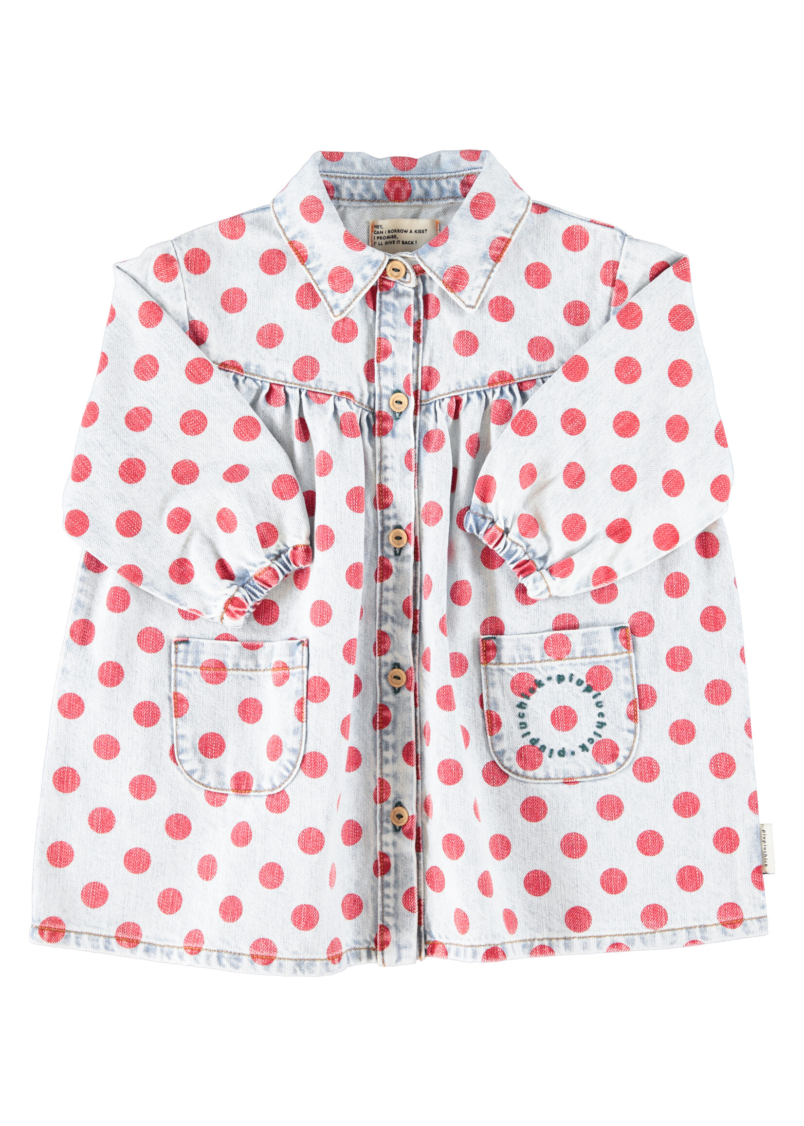Piupiuchick Piupiuchick | short dress | light blue denim w/ red dots