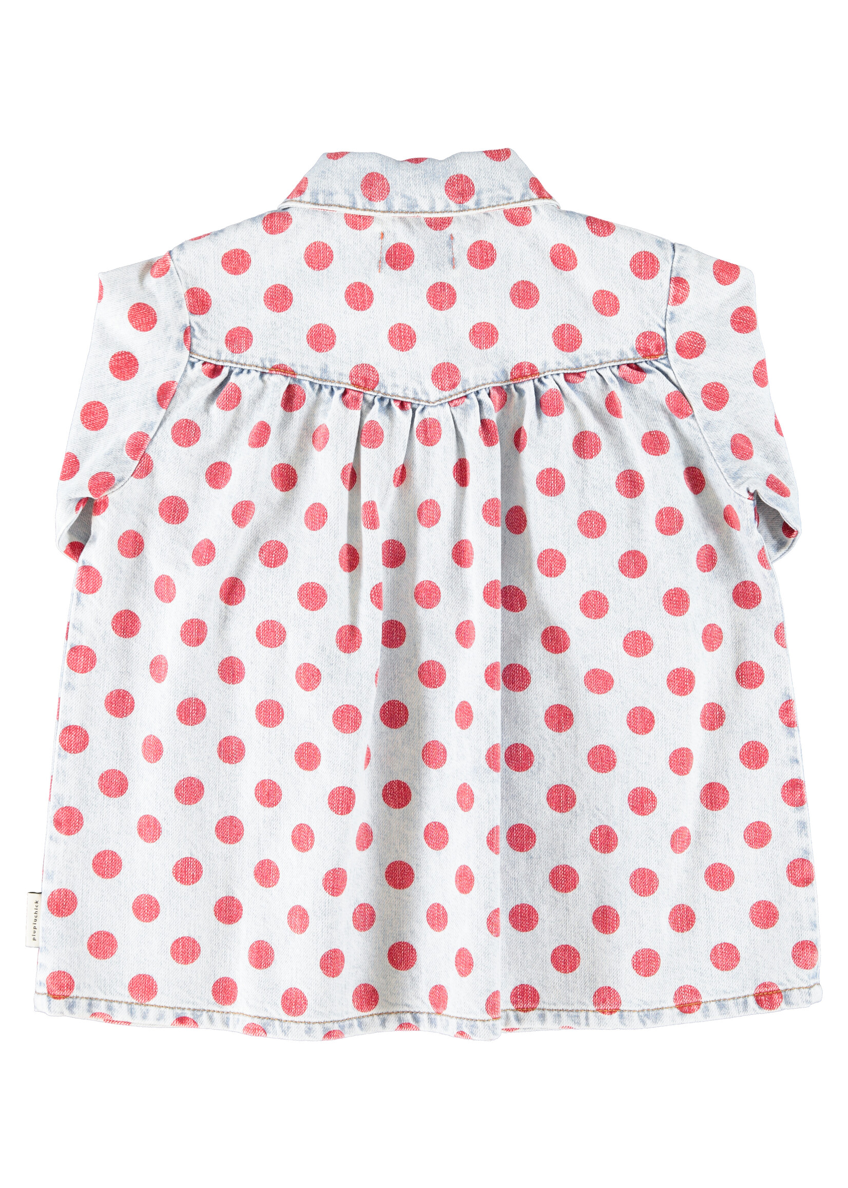 Piupiuchick Piupiuchick | short dress | light blue denim w/ red dots
