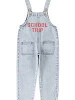Piupiuchick Piupiuchick | dungarees | fadded light blue denim w/ "school trip" print
