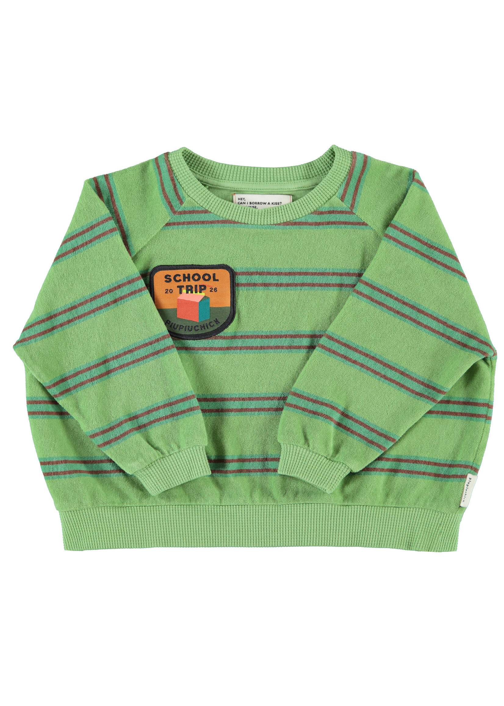 Piupiuchick Piupiuchick |  terry cotton sweatshirt | green w/ double stripes