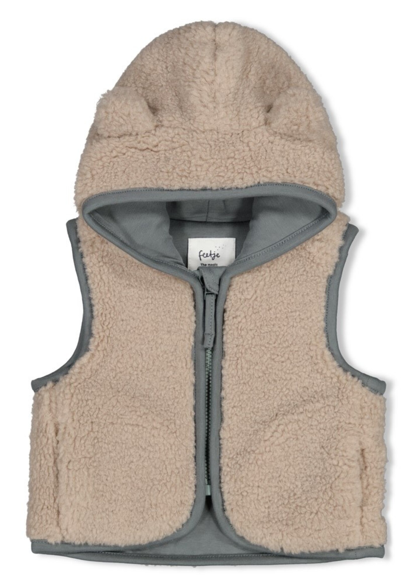 Feetje Feetje | Teddy bodywarmer met capuchon - Beep Beep