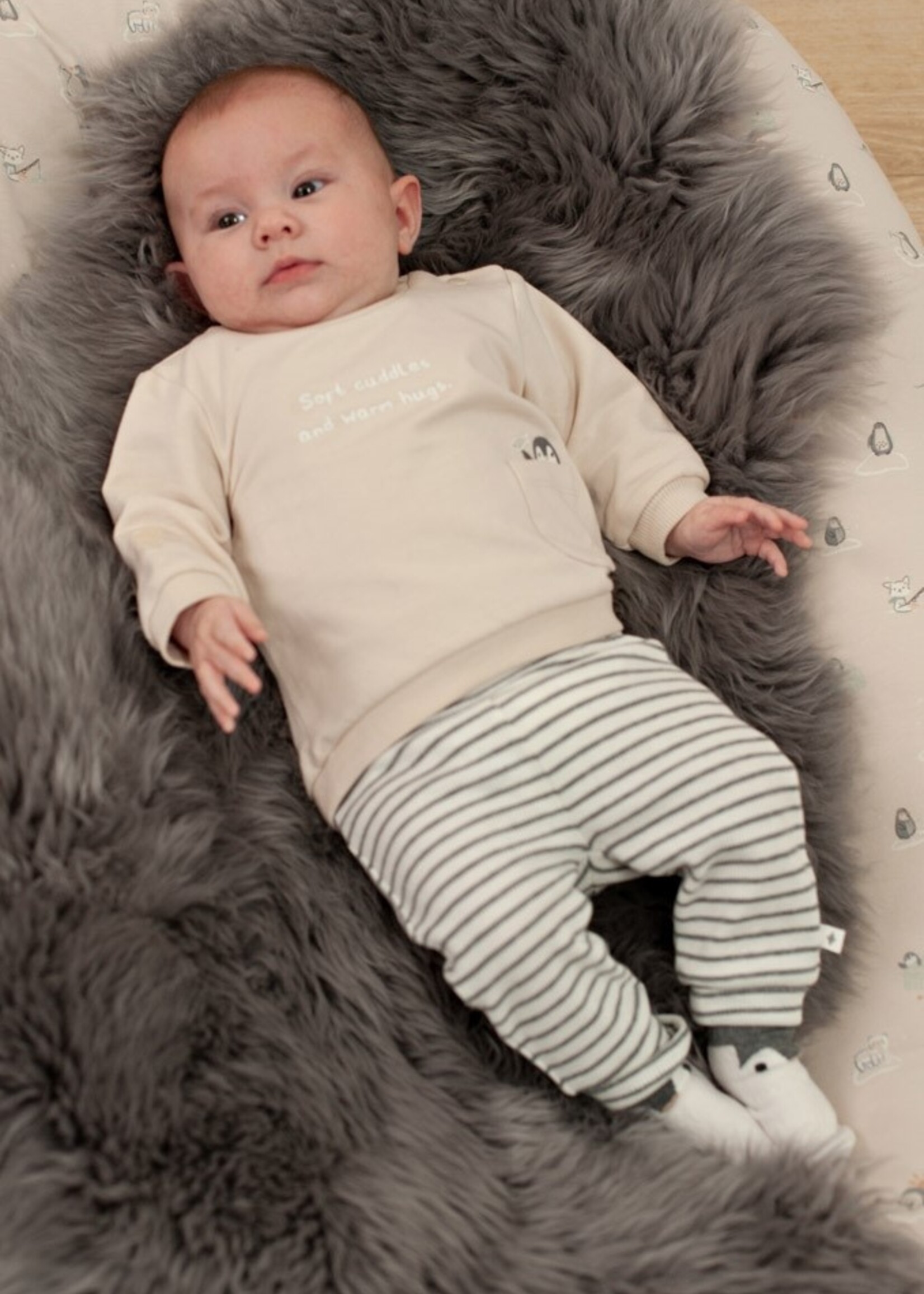 Feetje Feetje | Broek rib met streep - Penguin Cuddles